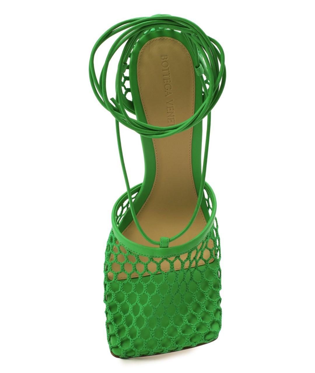 BOTTEGA VENETA Зеленые текстильные босоножки, фото 4