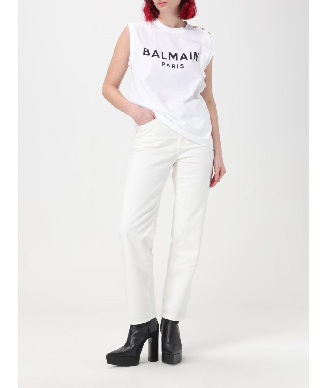 BALMAIN Белая хлопковая майка, фото 3