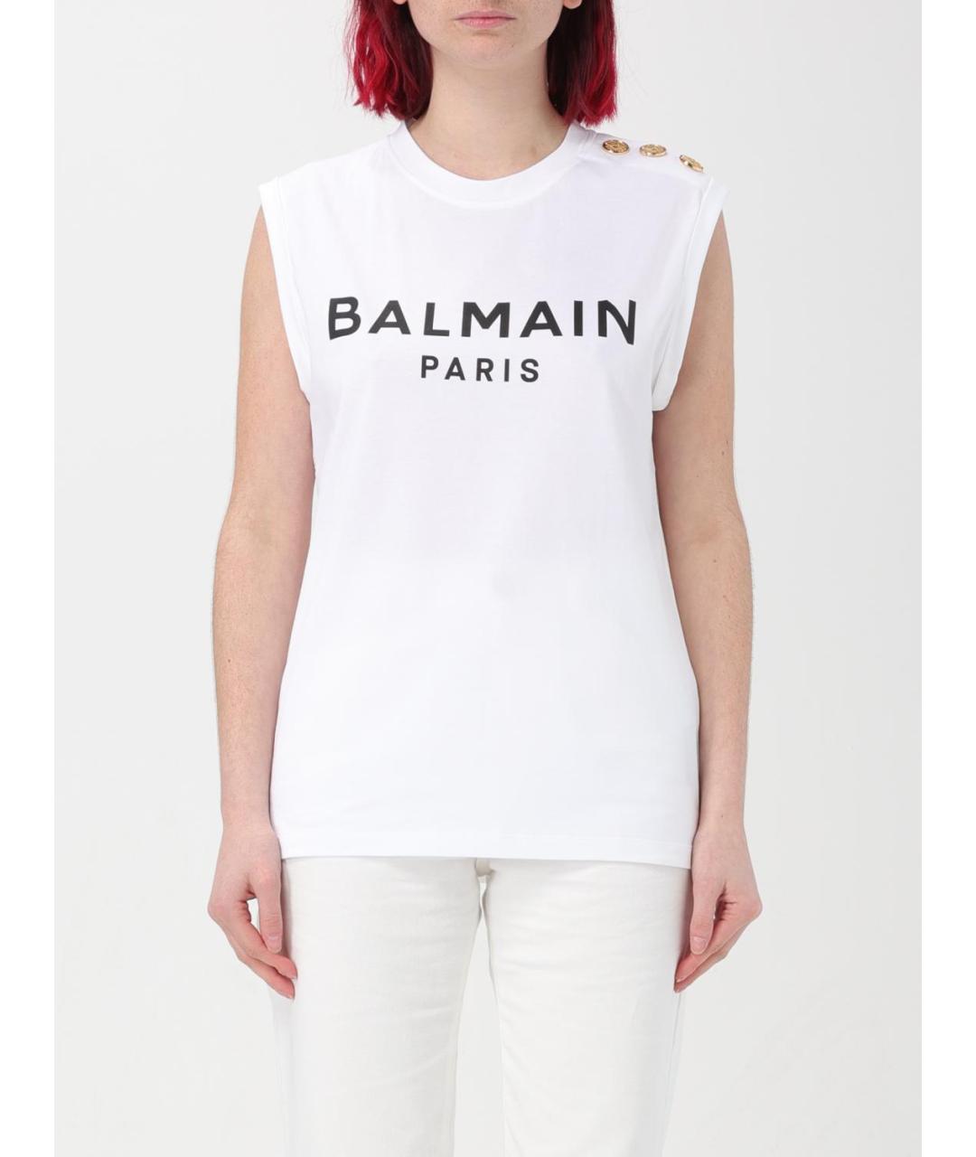 BALMAIN Белая хлопковая майка, фото 2