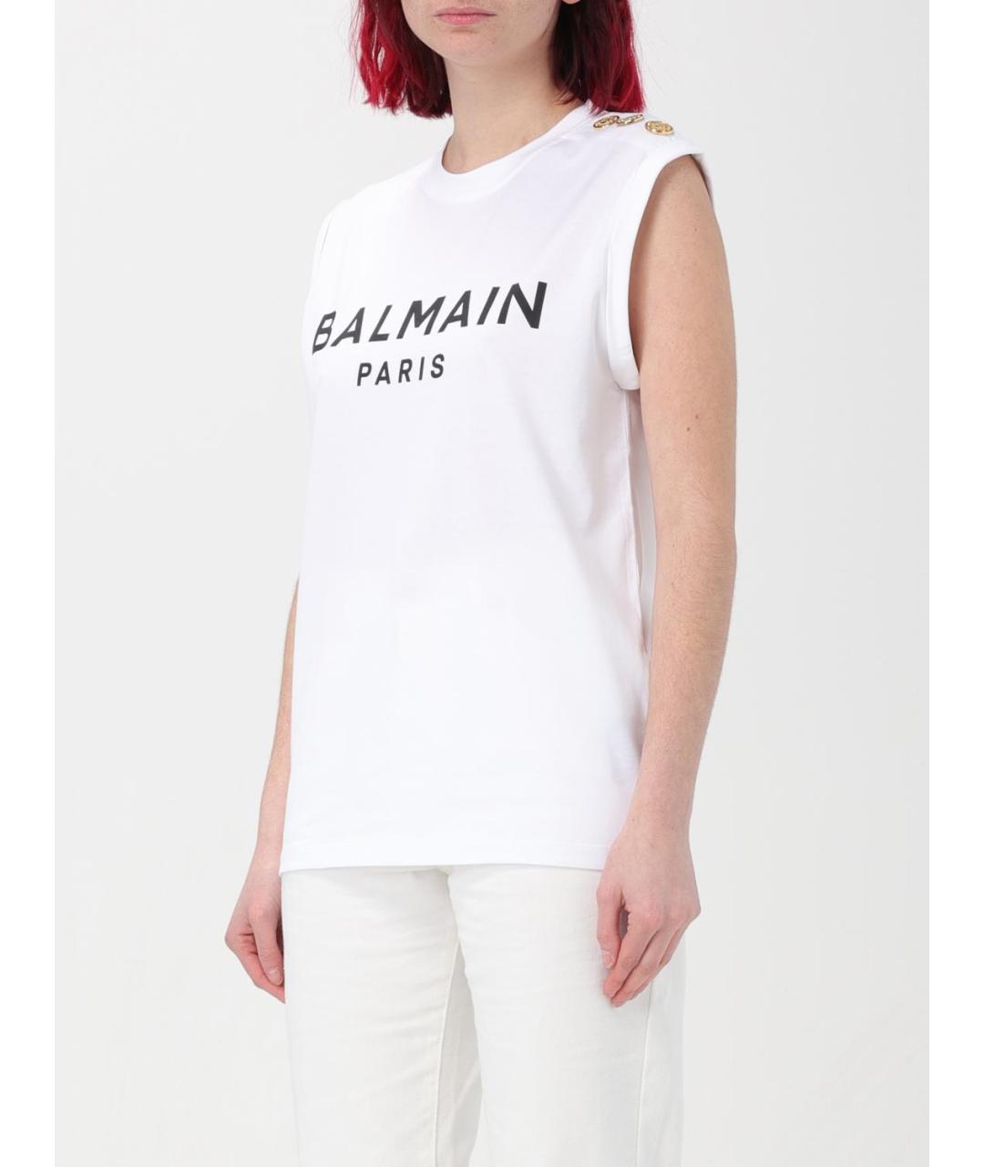 BALMAIN Белая хлопковая майка, фото 5