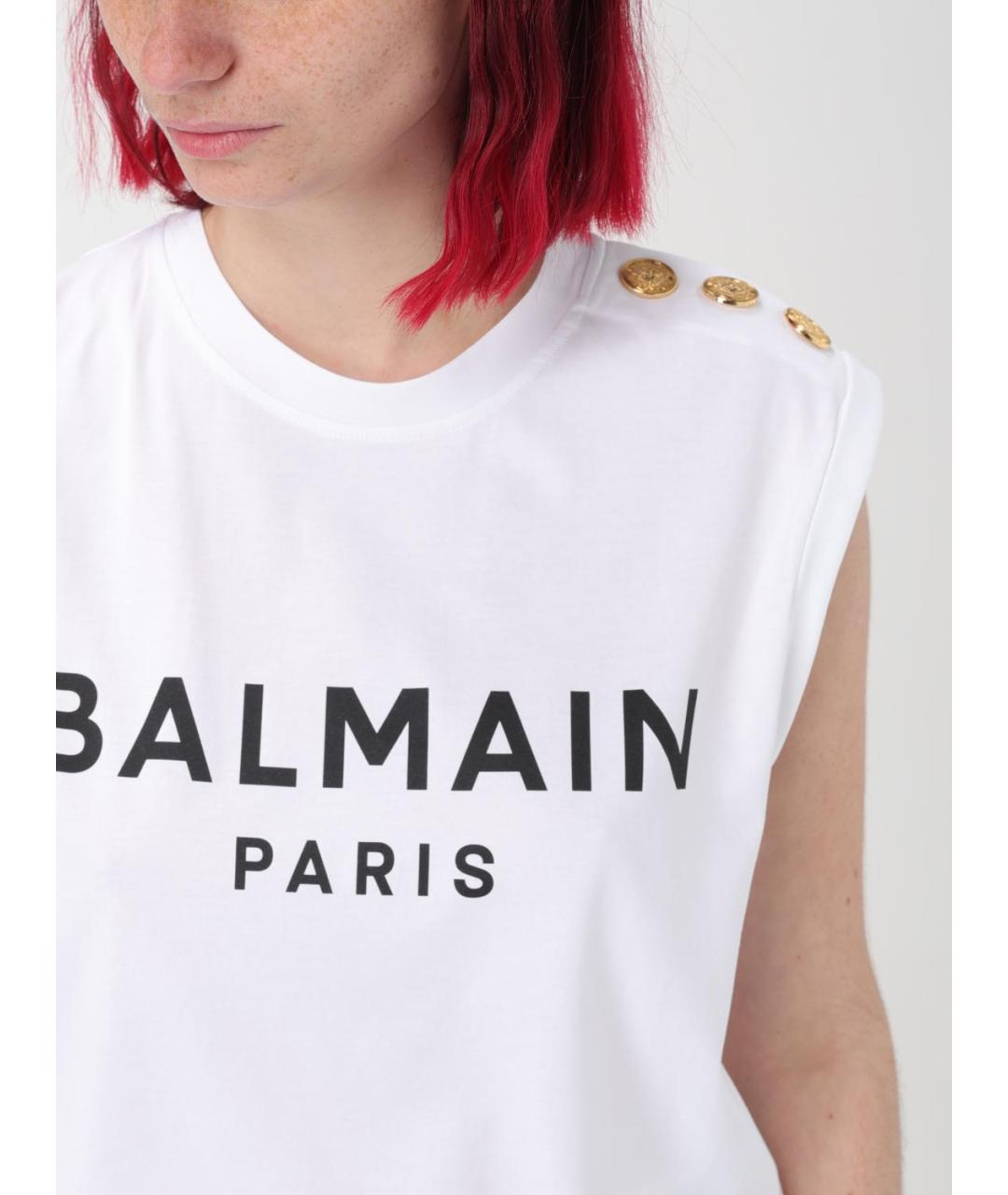 BALMAIN Белая хлопковая майка, фото 6