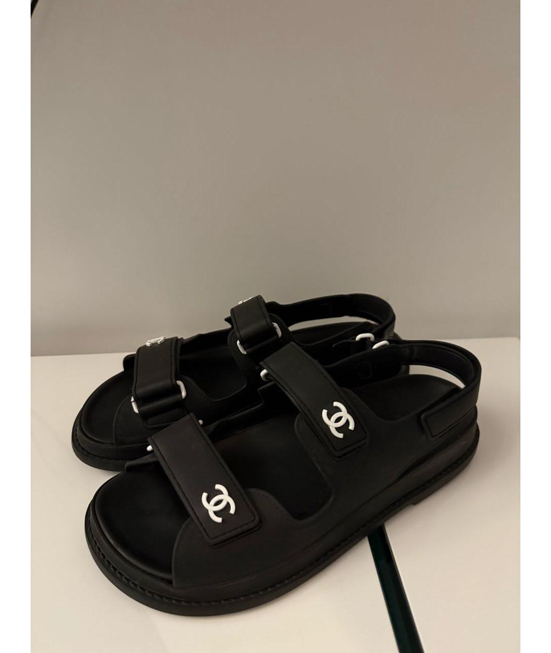 CHANEL Черные сандалии, фото 6