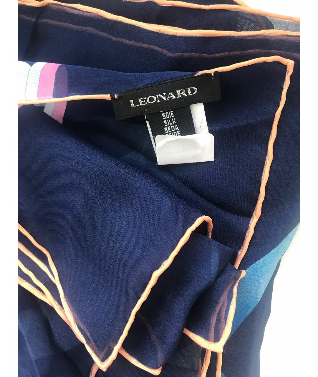 LEONARD Темно-синий шелковый шарф, фото 4