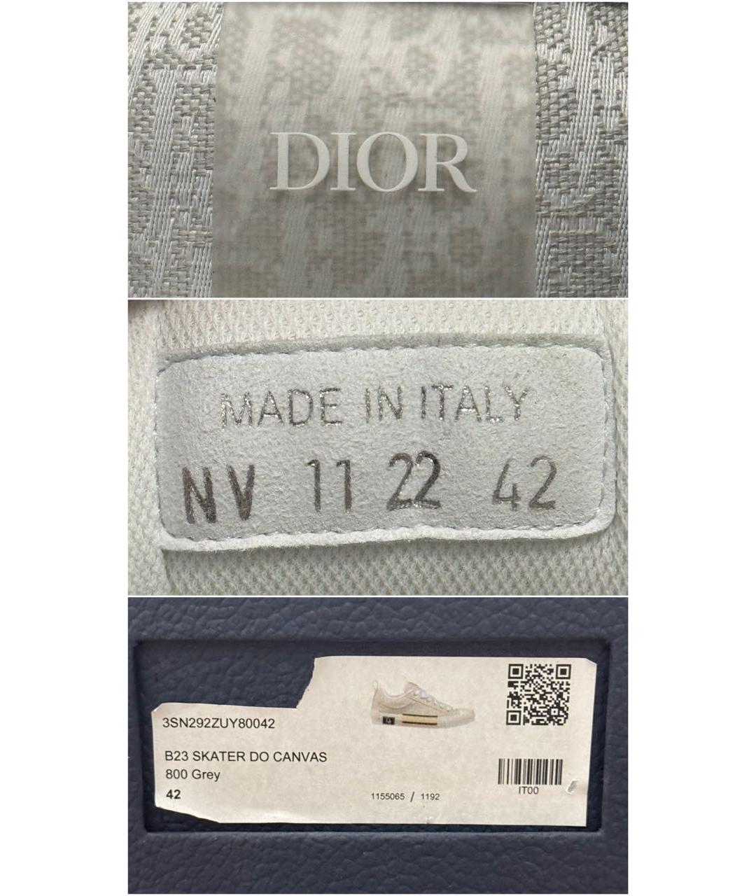 CHRISTIAN DIOR Серые текстильные низкие кроссовки / кеды, фото 8