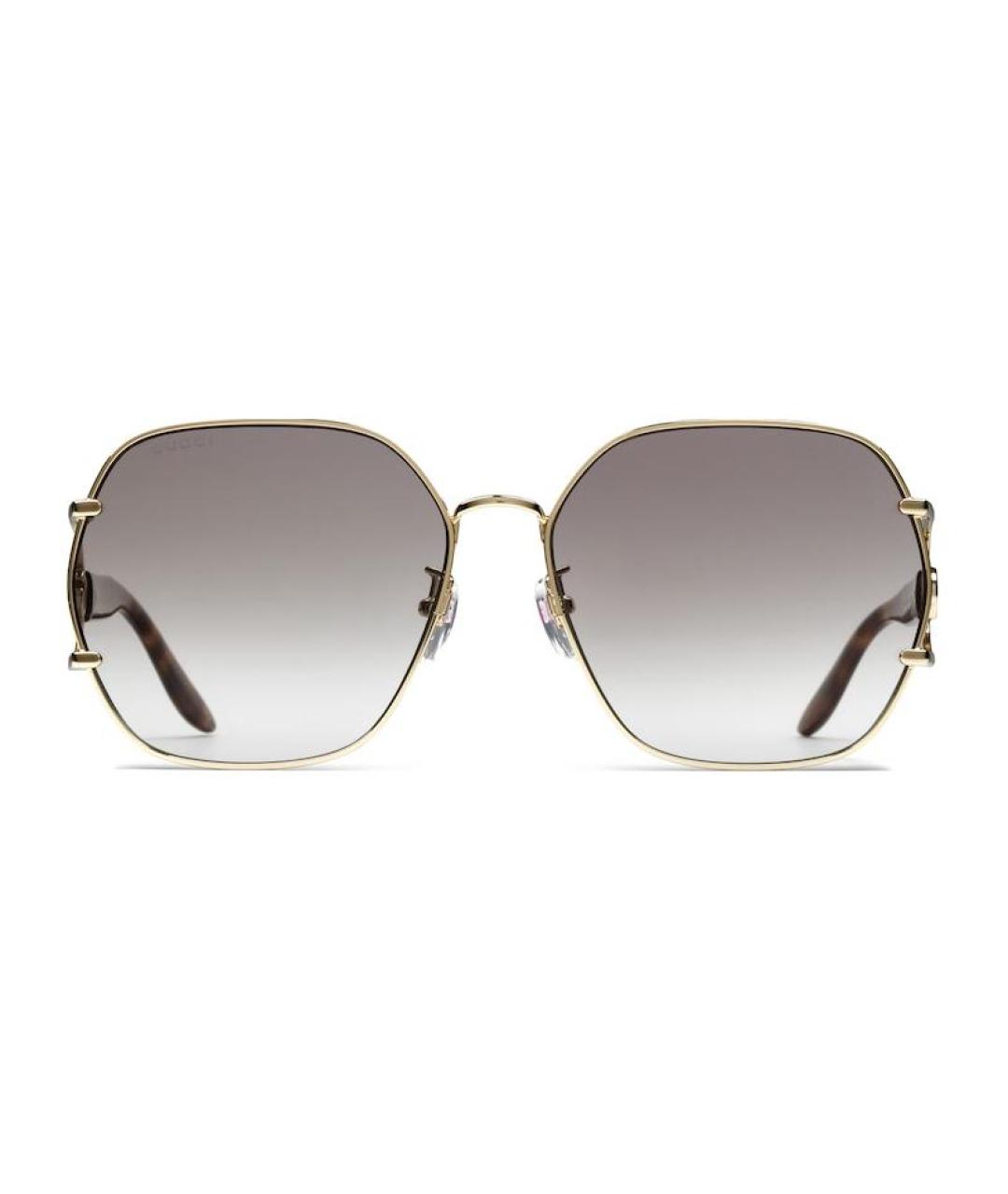 GUCCI Золотые металлические солнцезащитные очки, фото 1