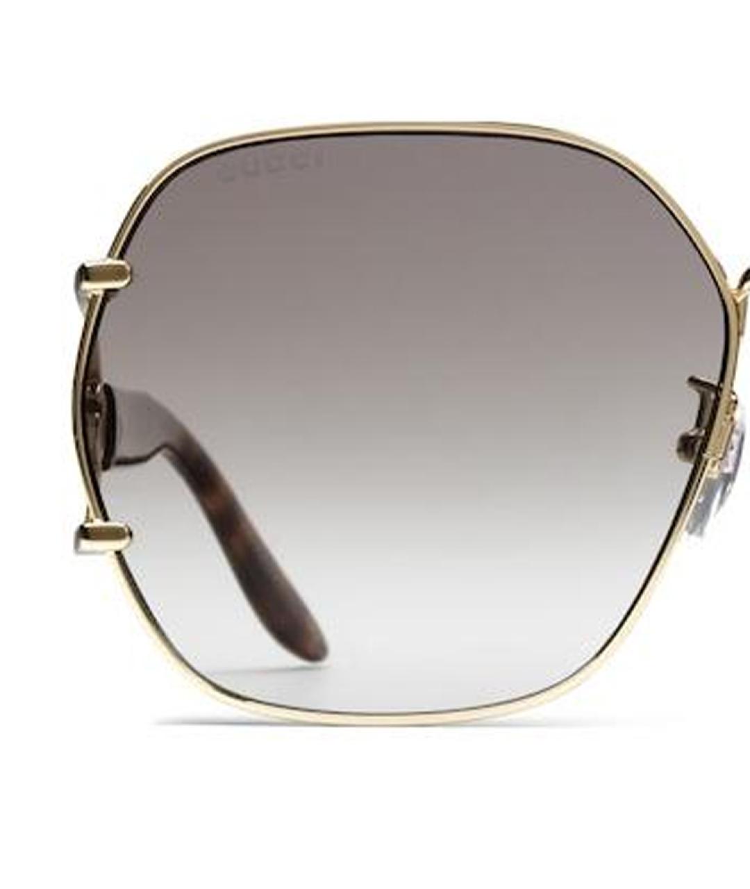 GUCCI Золотые металлические солнцезащитные очки, фото 3