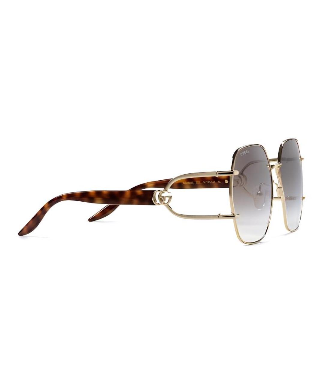 GUCCI Золотые металлические солнцезащитные очки, фото 2