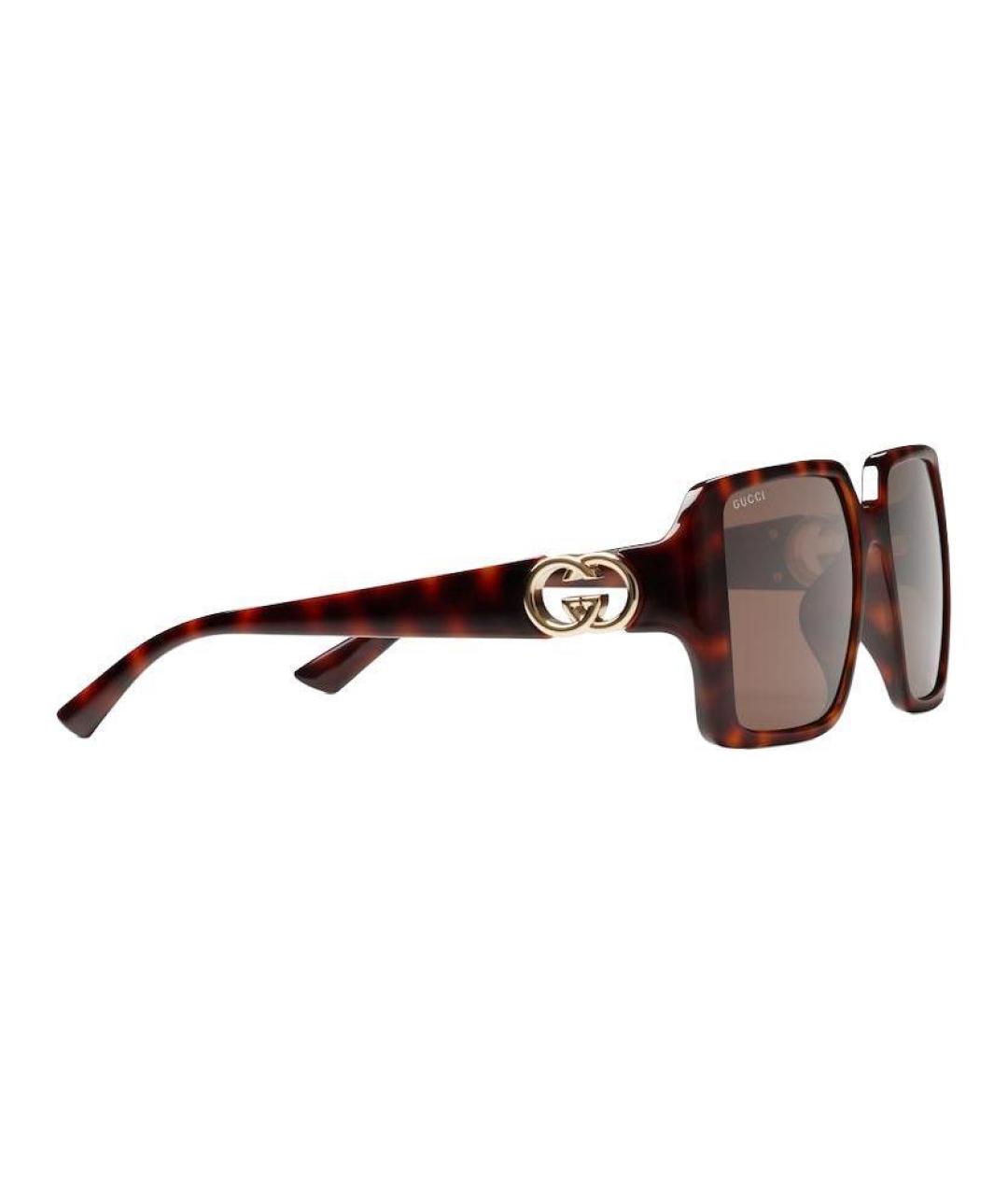 GUCCI Коричневые пластиковые солнцезащитные очки, фото 3
