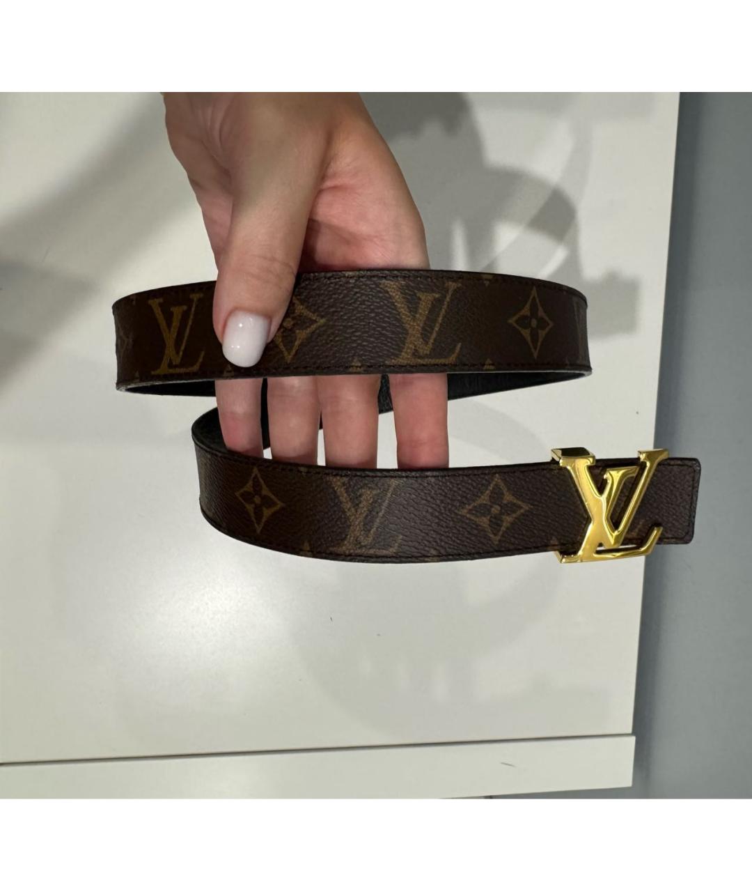 LOUIS VUITTON Черный кожаный ремень, фото 5