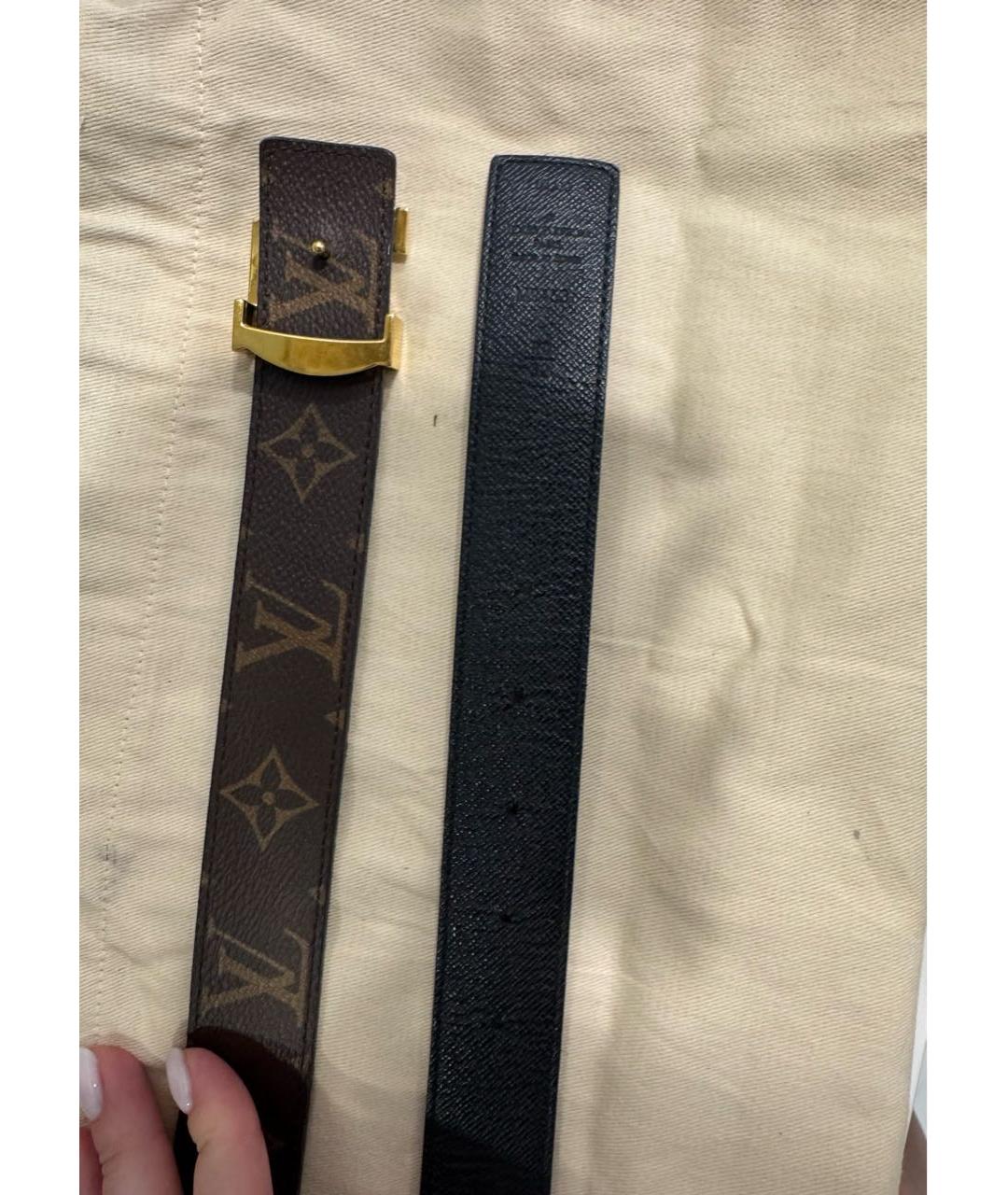 LOUIS VUITTON Черный кожаный ремень, фото 3