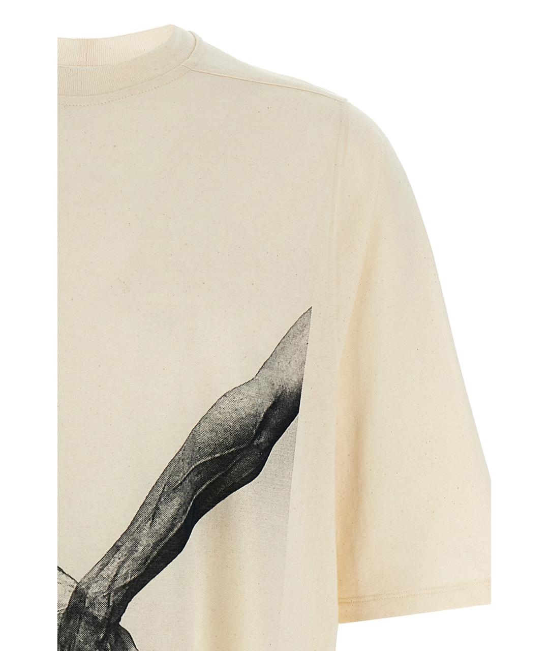 RICK OWENS Бежевая хлопковая футболка, фото 3