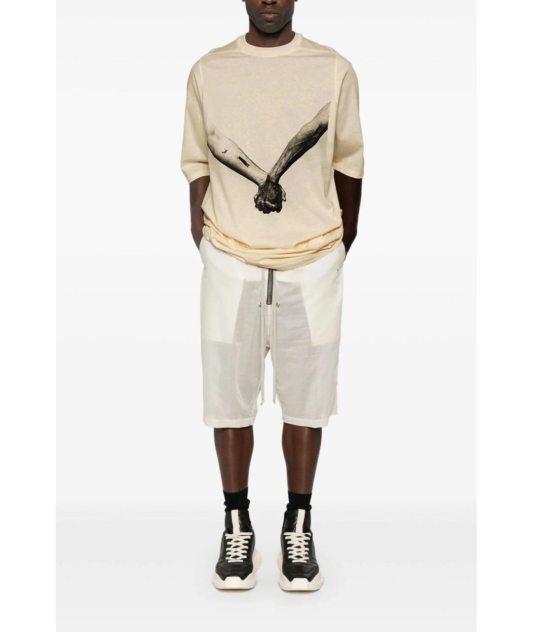 RICK OWENS Бежевая хлопковая футболка, фото 2