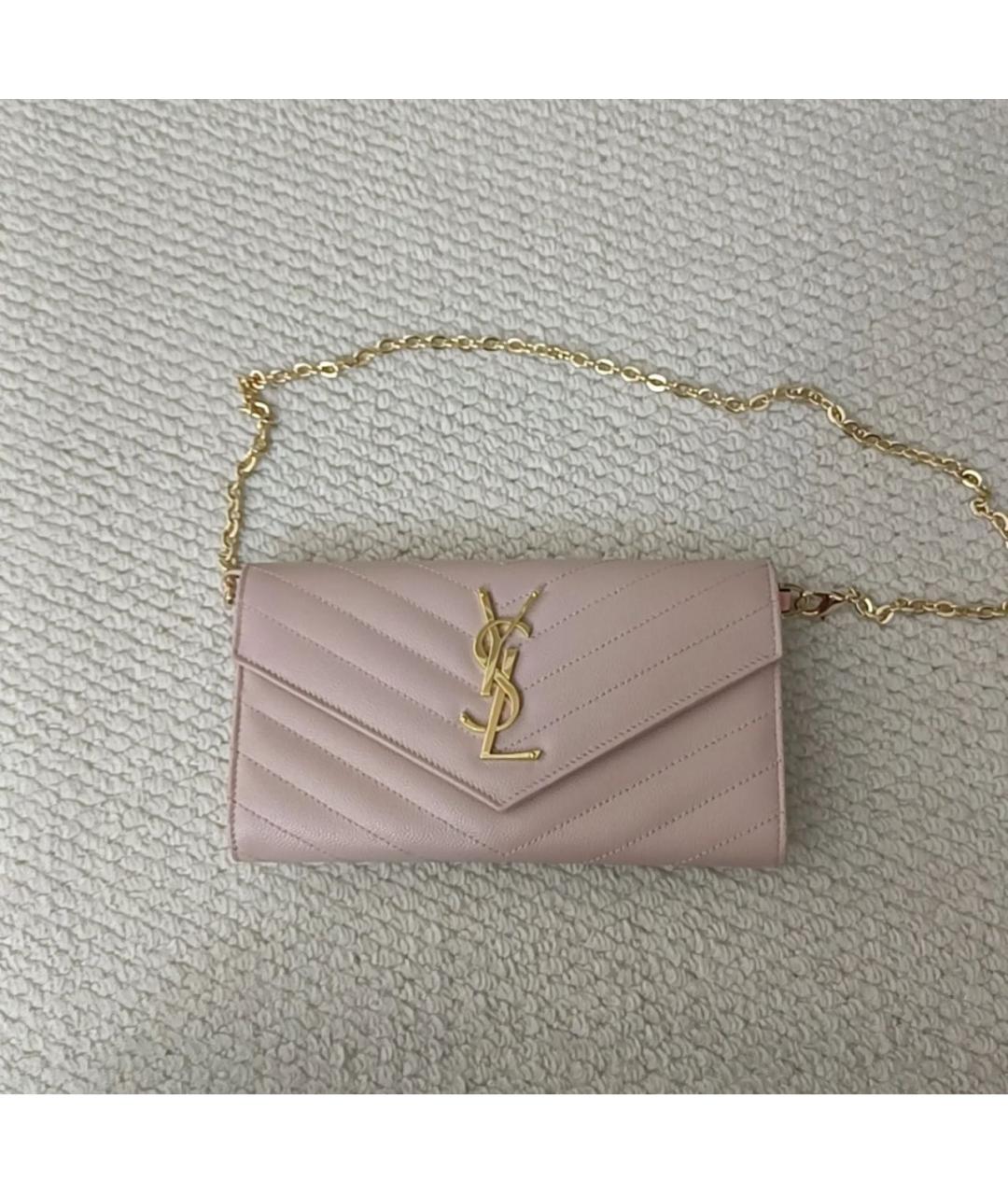 SAINT LAURENT Розовая кожаная сумка через плечо, фото 2