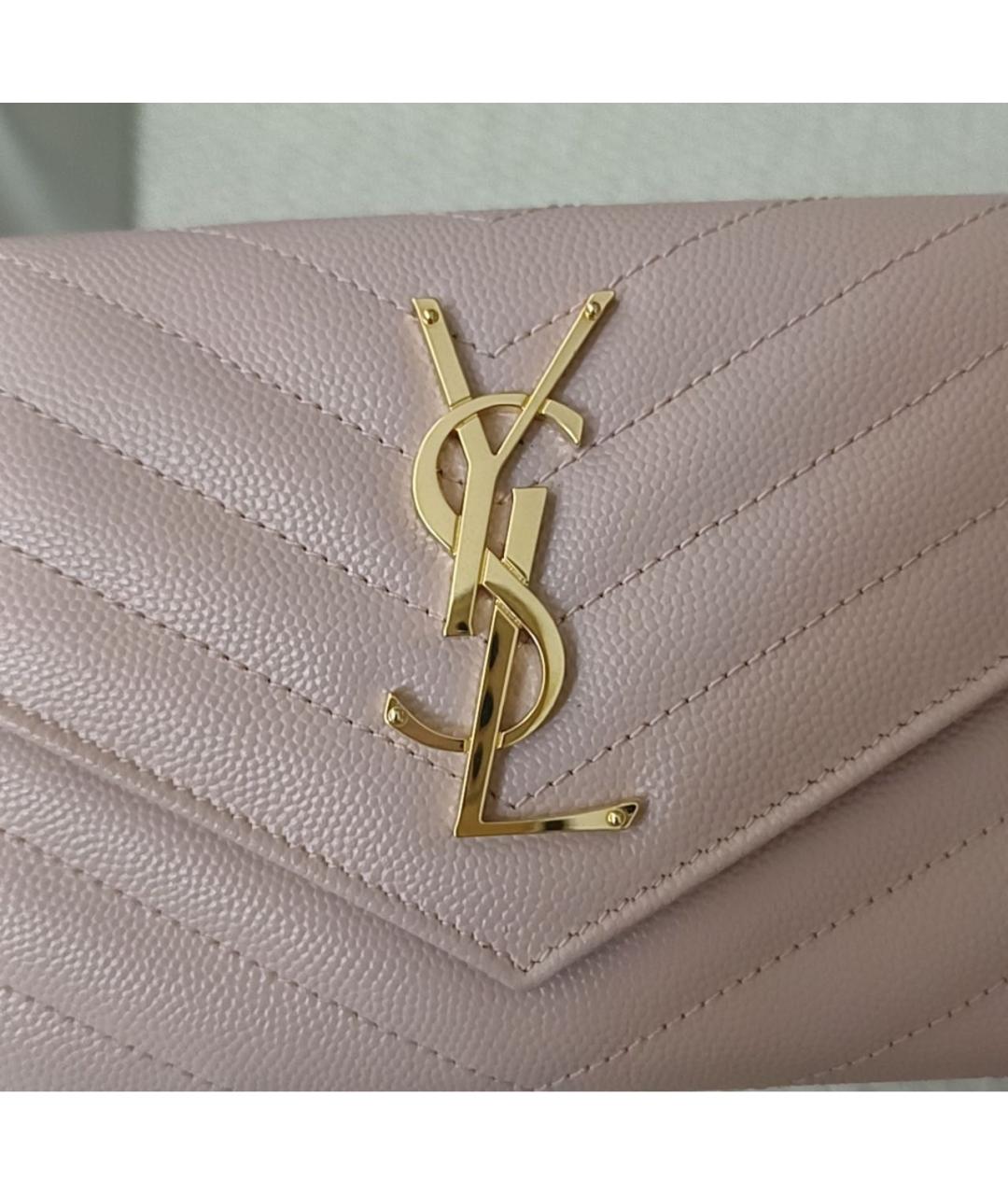SAINT LAURENT Розовая кожаная сумка через плечо, фото 3