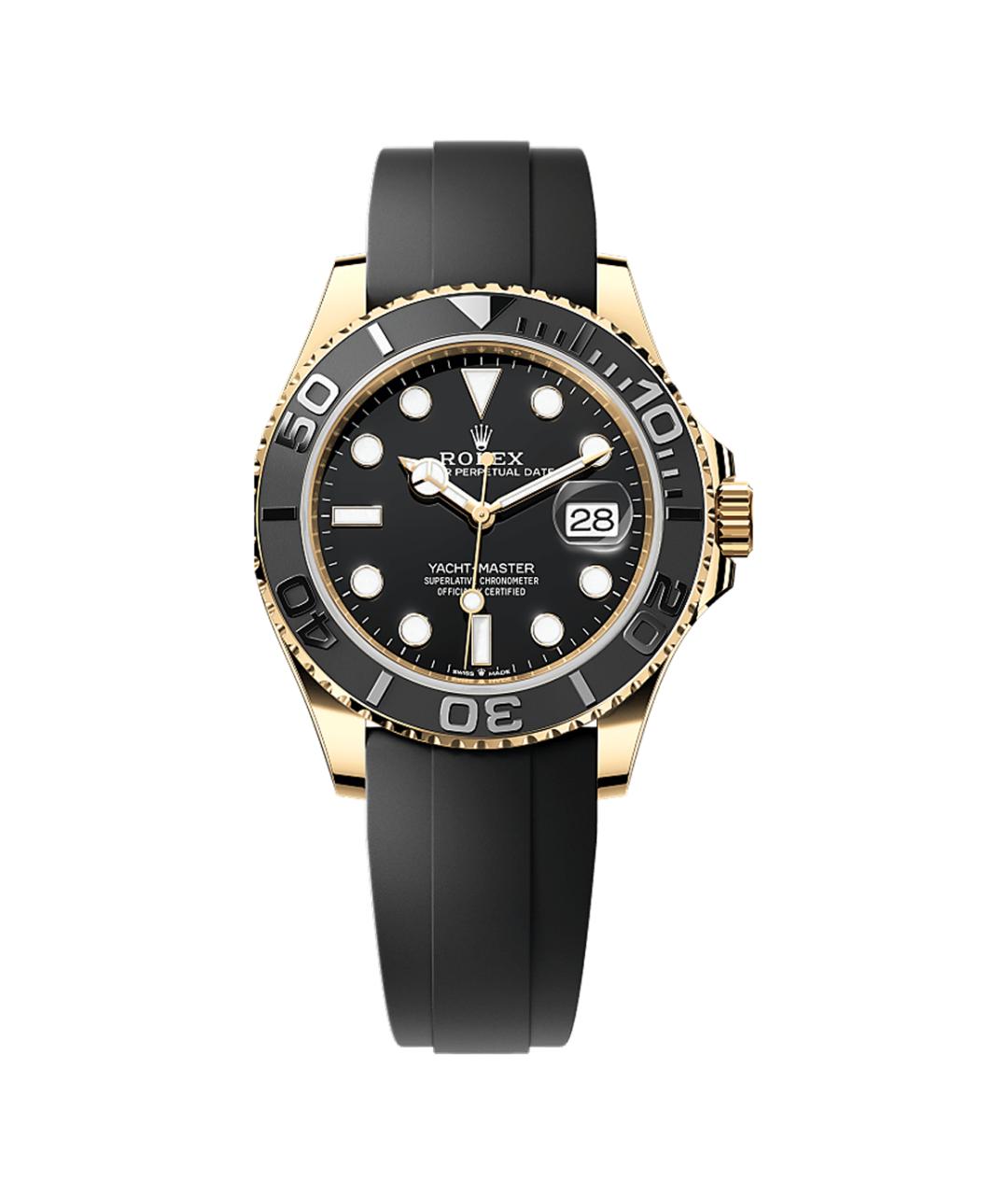 ROLEX Черные часы из желтого золота, фото 1