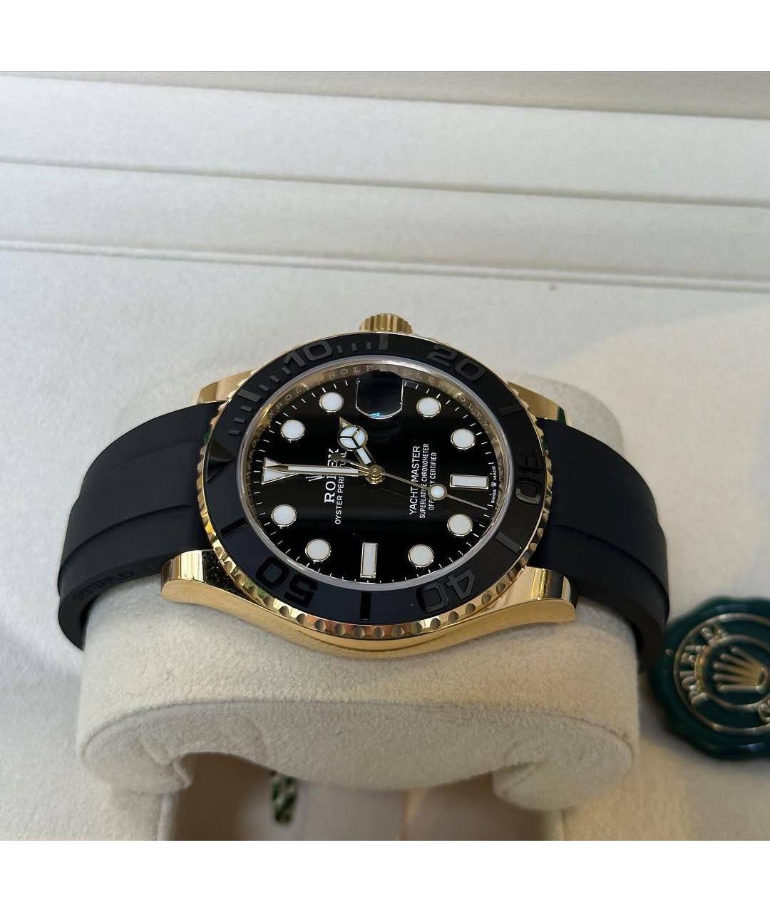 ROLEX Черные часы из желтого золота, фото 4