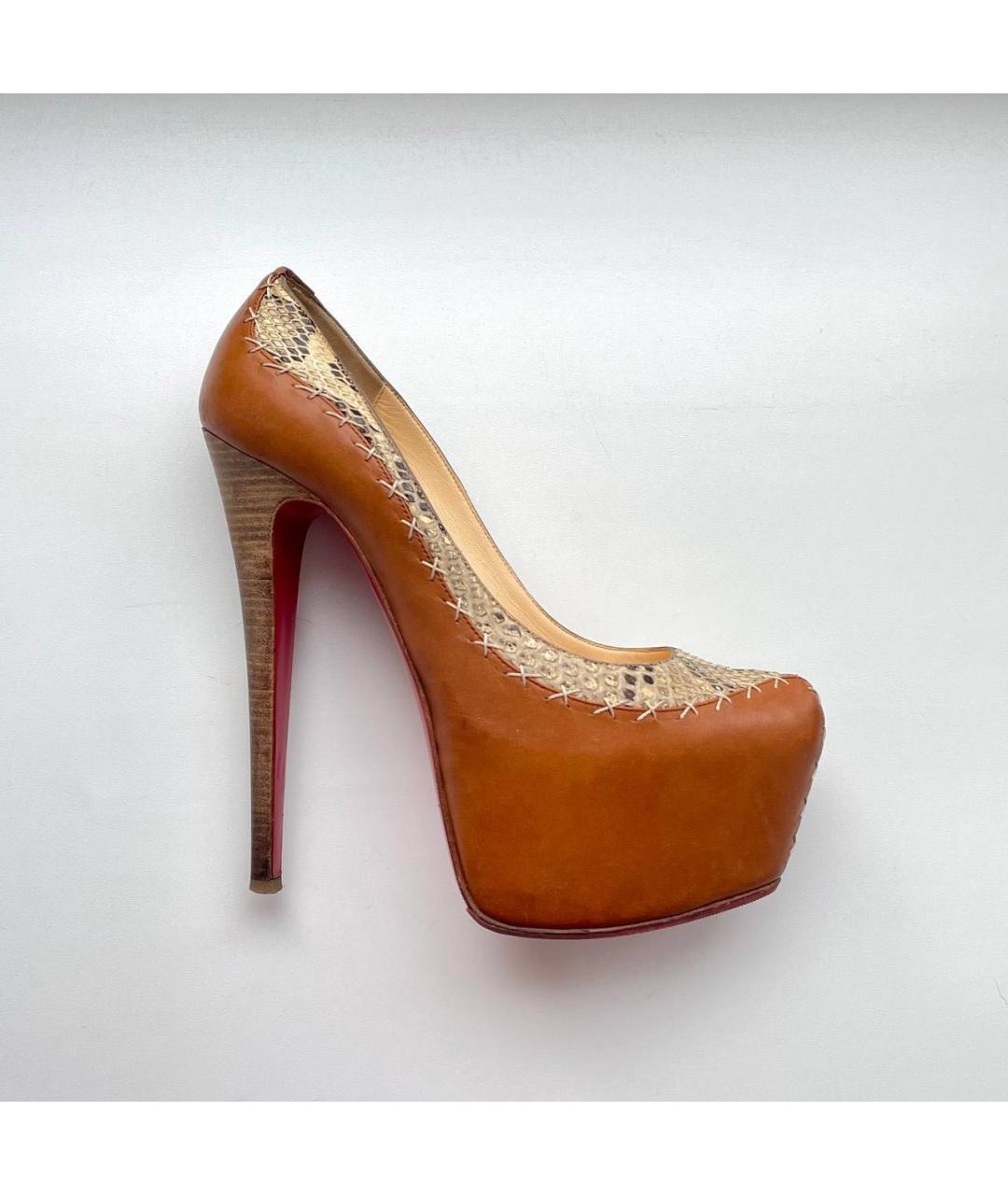 CHRISTIAN LOUBOUTIN Коричневые кожаные туфли, фото 9