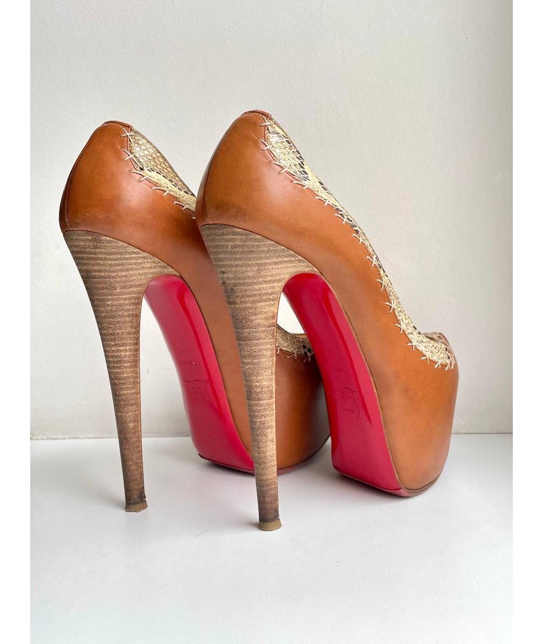 CHRISTIAN LOUBOUTIN Коричневые кожаные туфли, фото 3