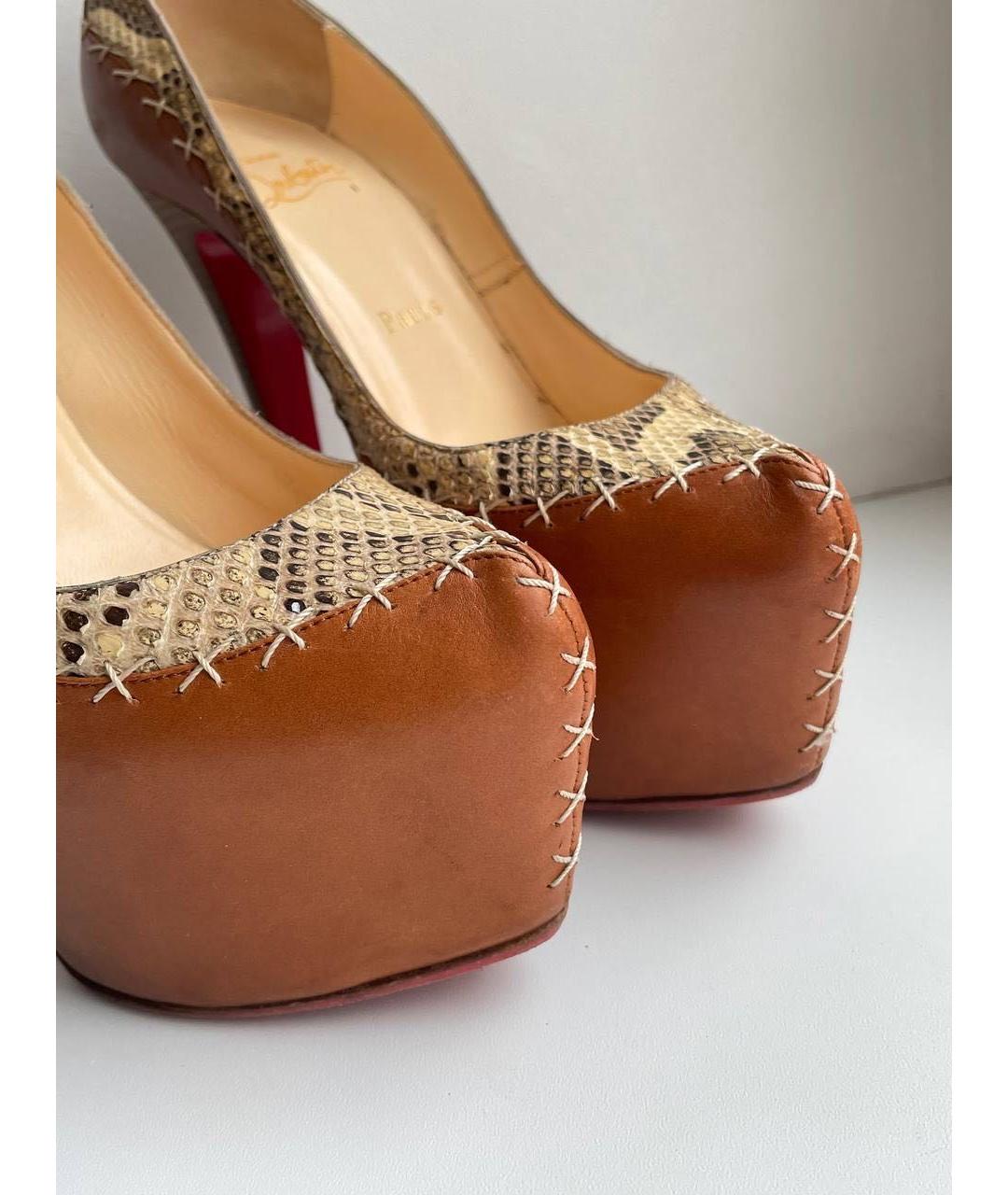 CHRISTIAN LOUBOUTIN Коричневые кожаные туфли, фото 6
