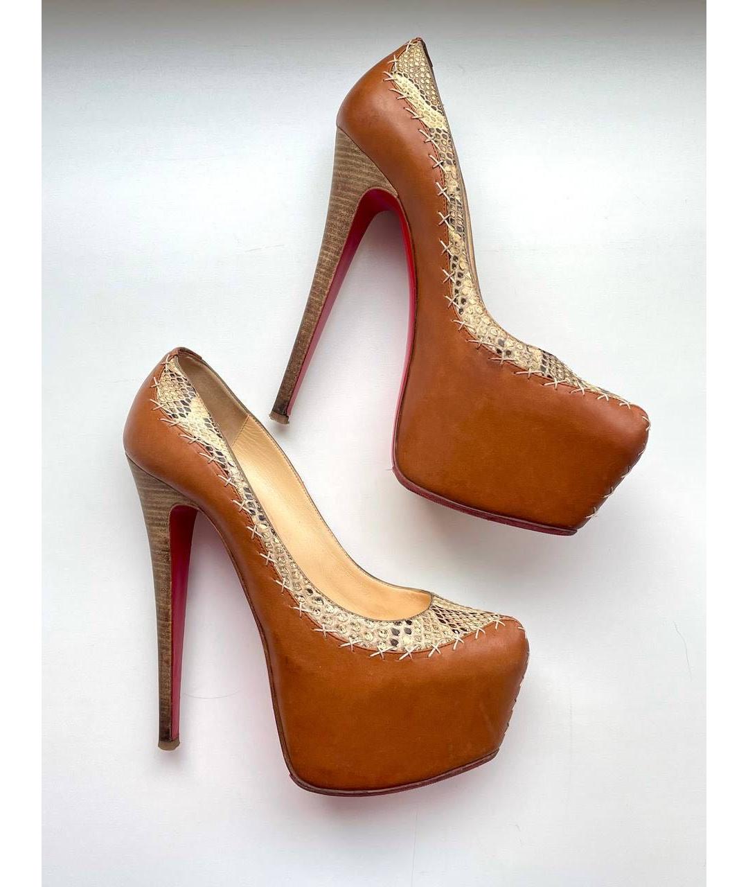 CHRISTIAN LOUBOUTIN Коричневые кожаные туфли, фото 2