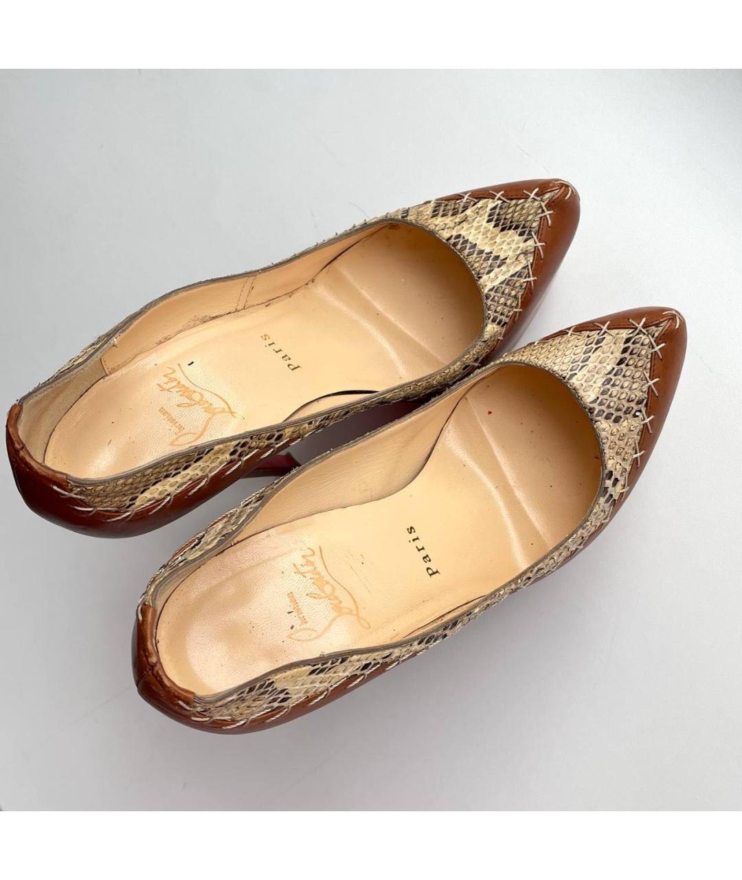 CHRISTIAN LOUBOUTIN Коричневые кожаные туфли, фото 7