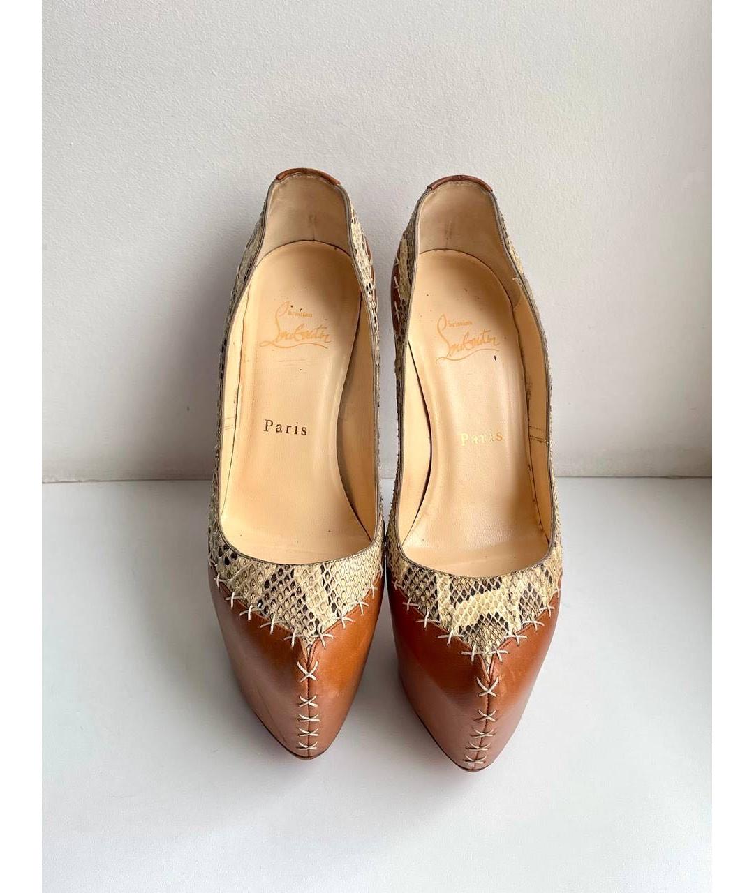 CHRISTIAN LOUBOUTIN Коричневые кожаные туфли, фото 4