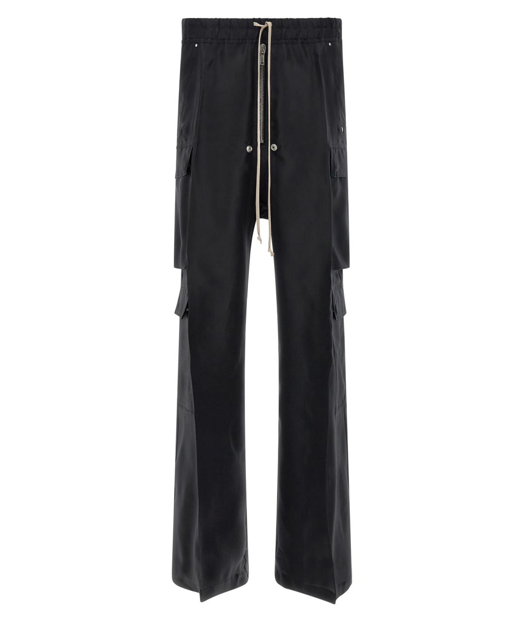 RICK OWENS Черные шелковые повседневные брюки, фото 1