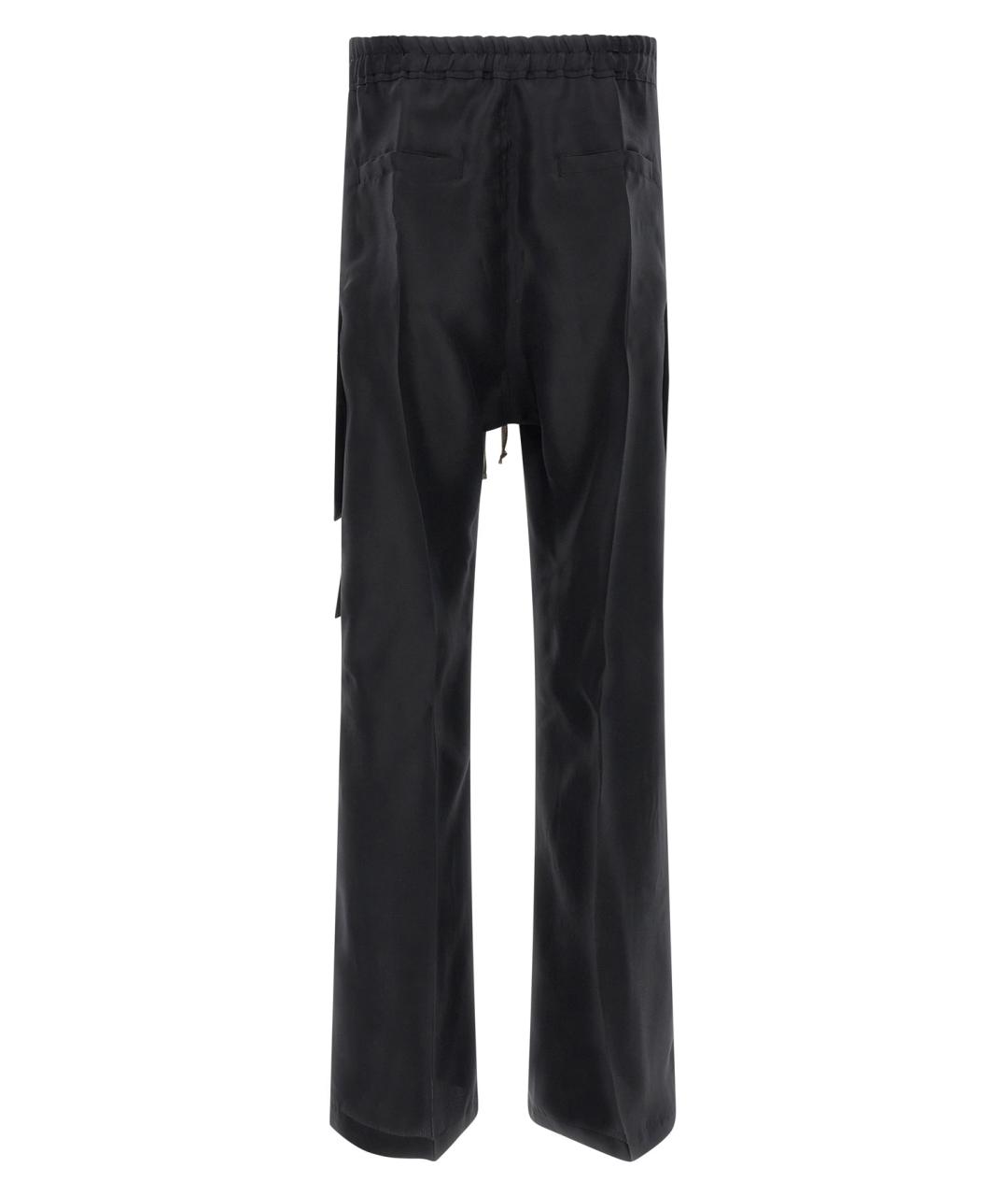 RICK OWENS Черные шелковые повседневные брюки, фото 4