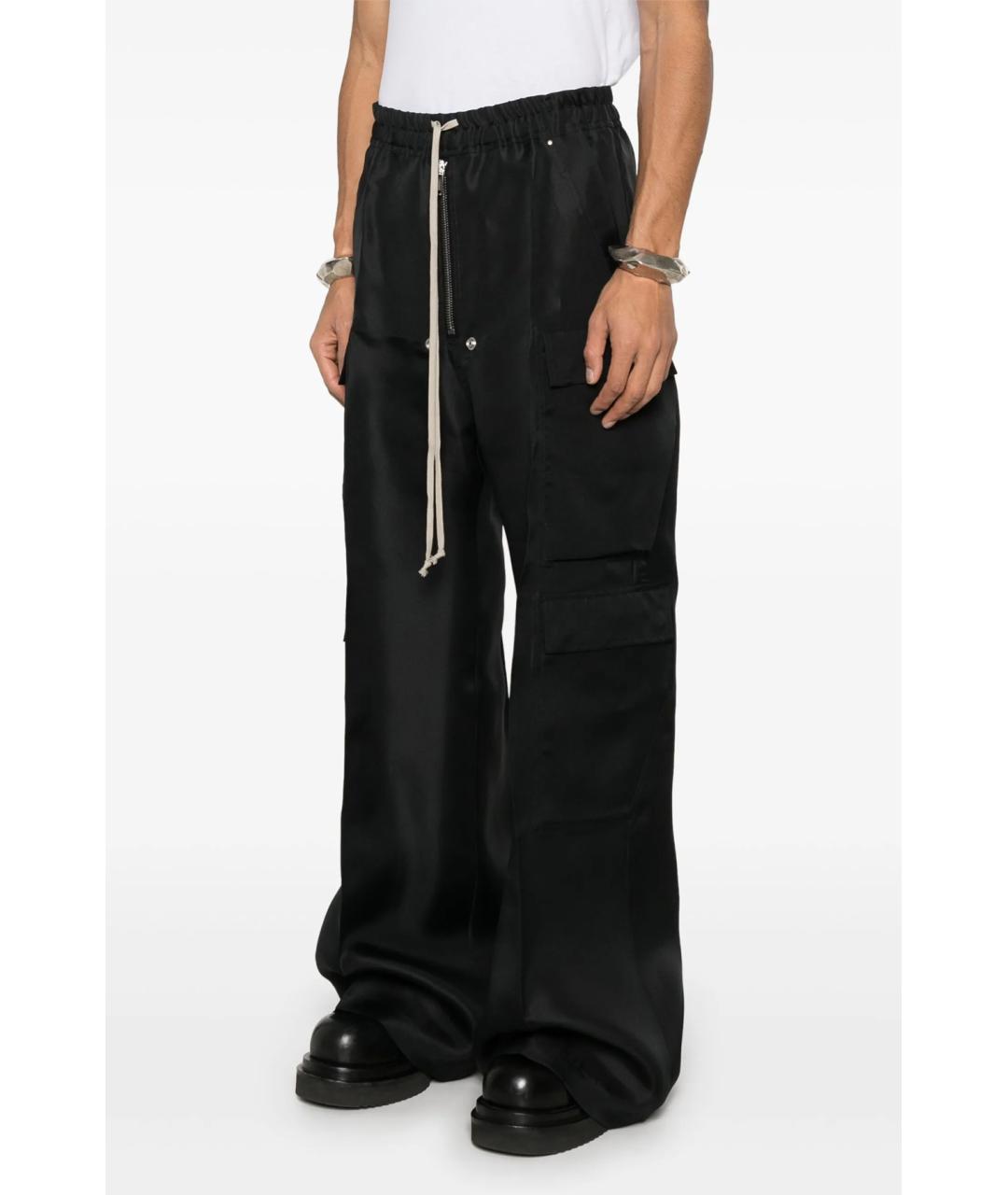 RICK OWENS Черные шелковые повседневные брюки, фото 2