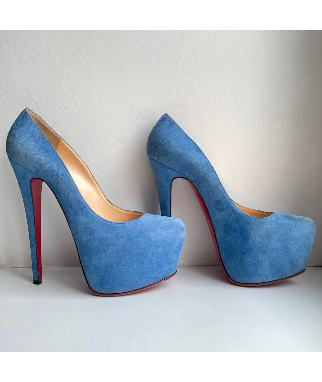CHRISTIAN LOUBOUTIN Голубые замшевые туфли, фото 8
