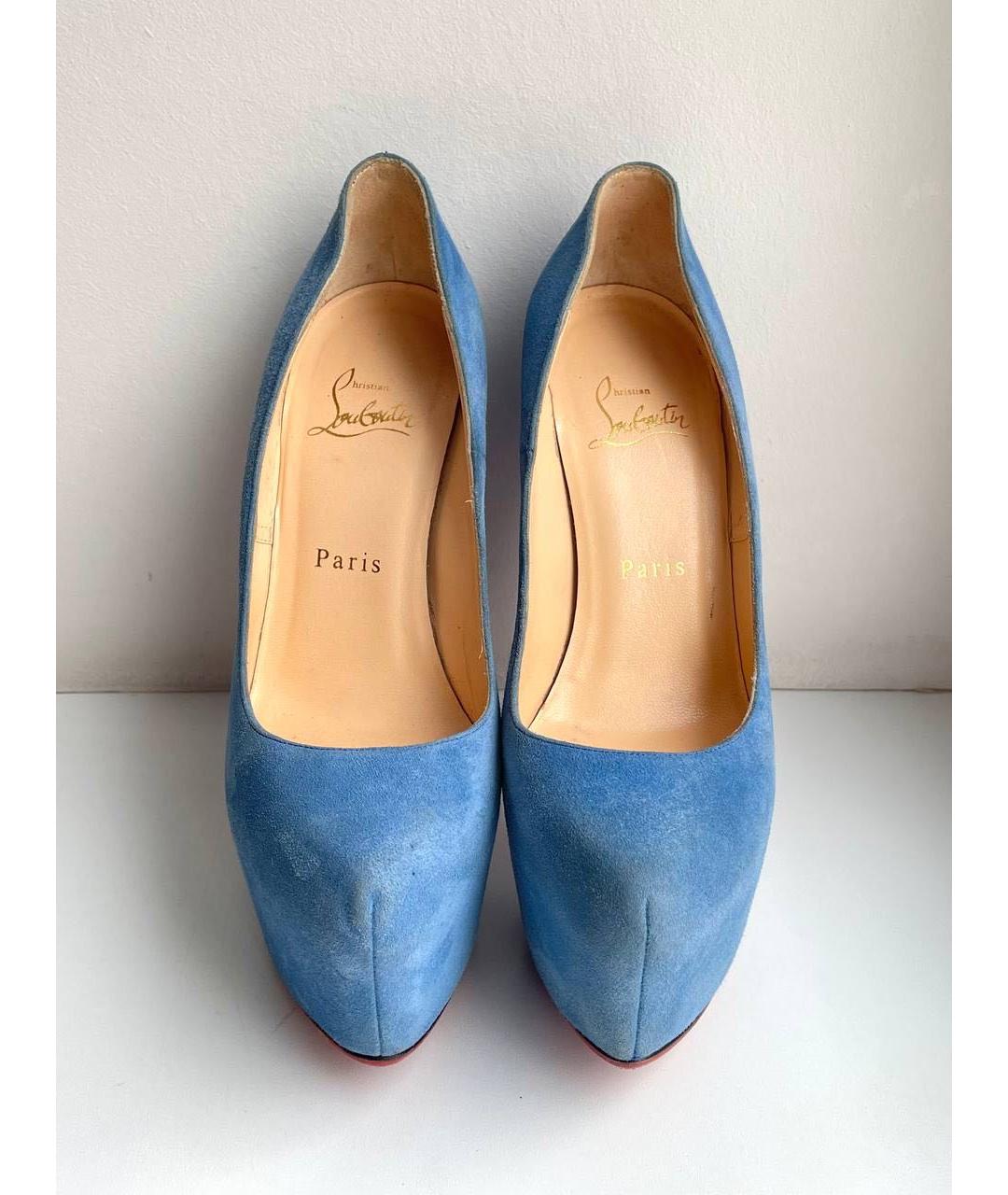 CHRISTIAN LOUBOUTIN Голубые замшевые туфли, фото 3