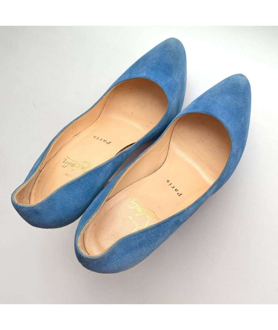 CHRISTIAN LOUBOUTIN Голубые замшевые туфли, фото 6