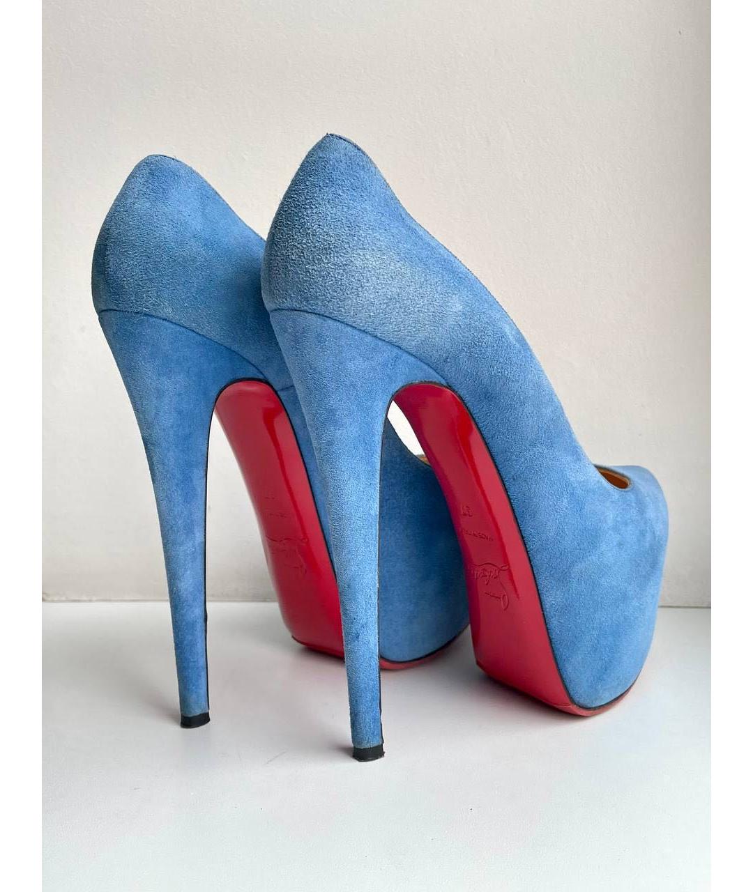 CHRISTIAN LOUBOUTIN Голубые замшевые туфли, фото 4