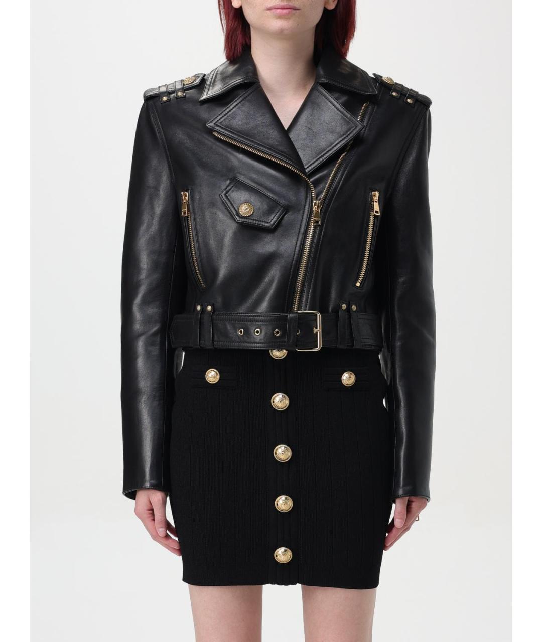 BALMAIN Черная кожаная куртка, фото 2