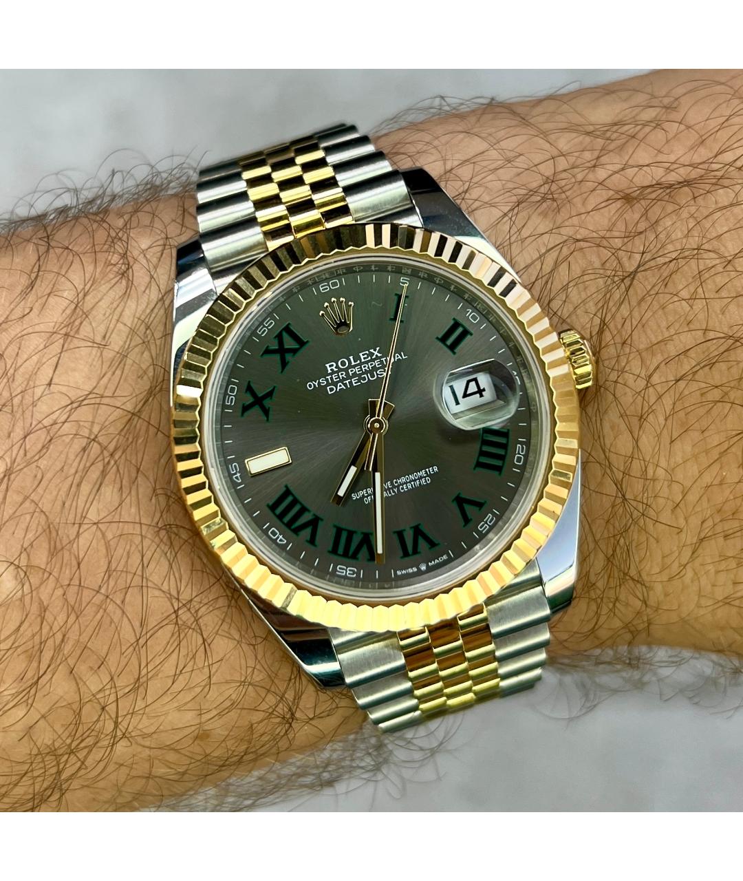 ROLEX Серые часы из желтого золота, фото 6