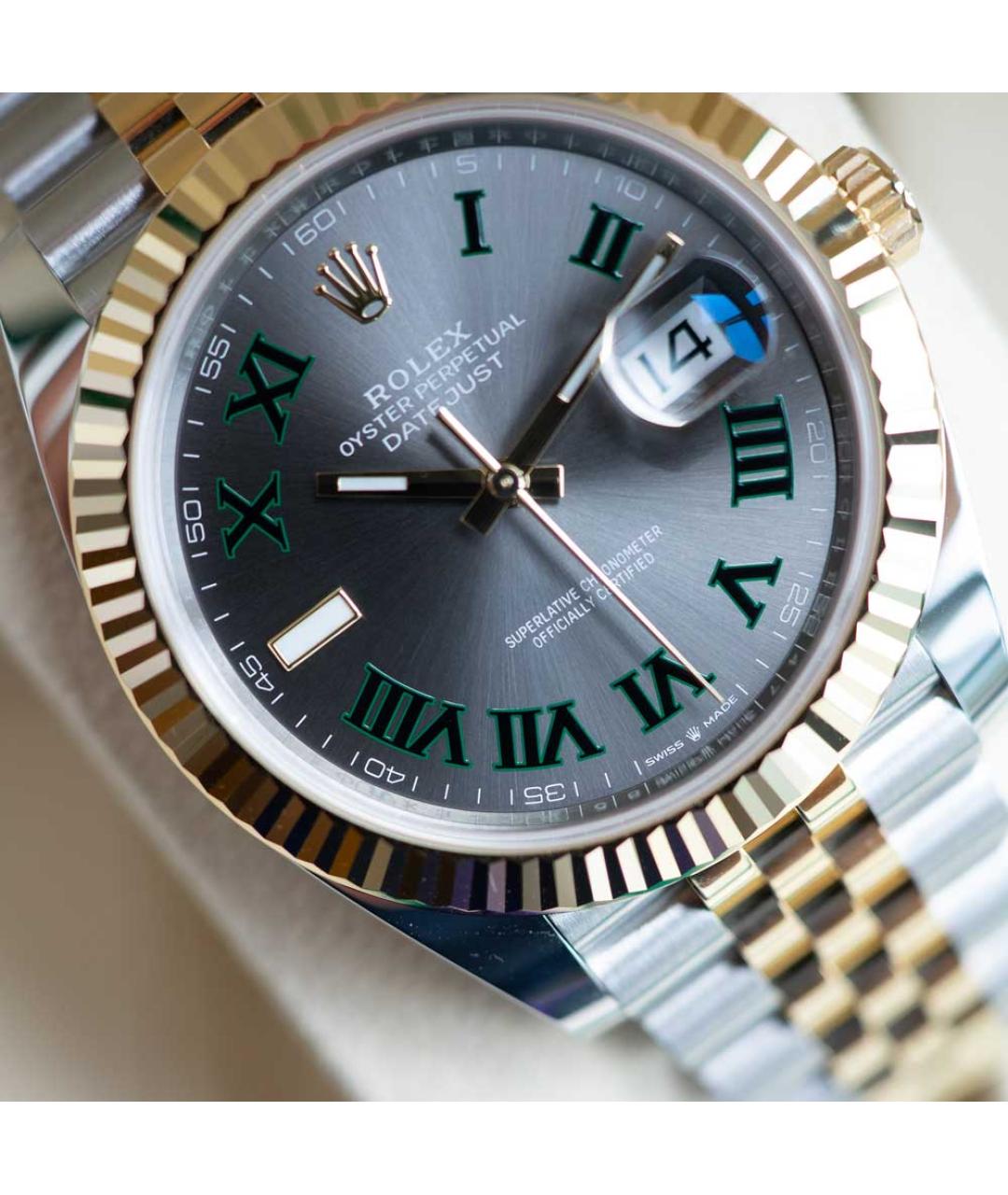 ROLEX Серые часы из желтого золота, фото 3