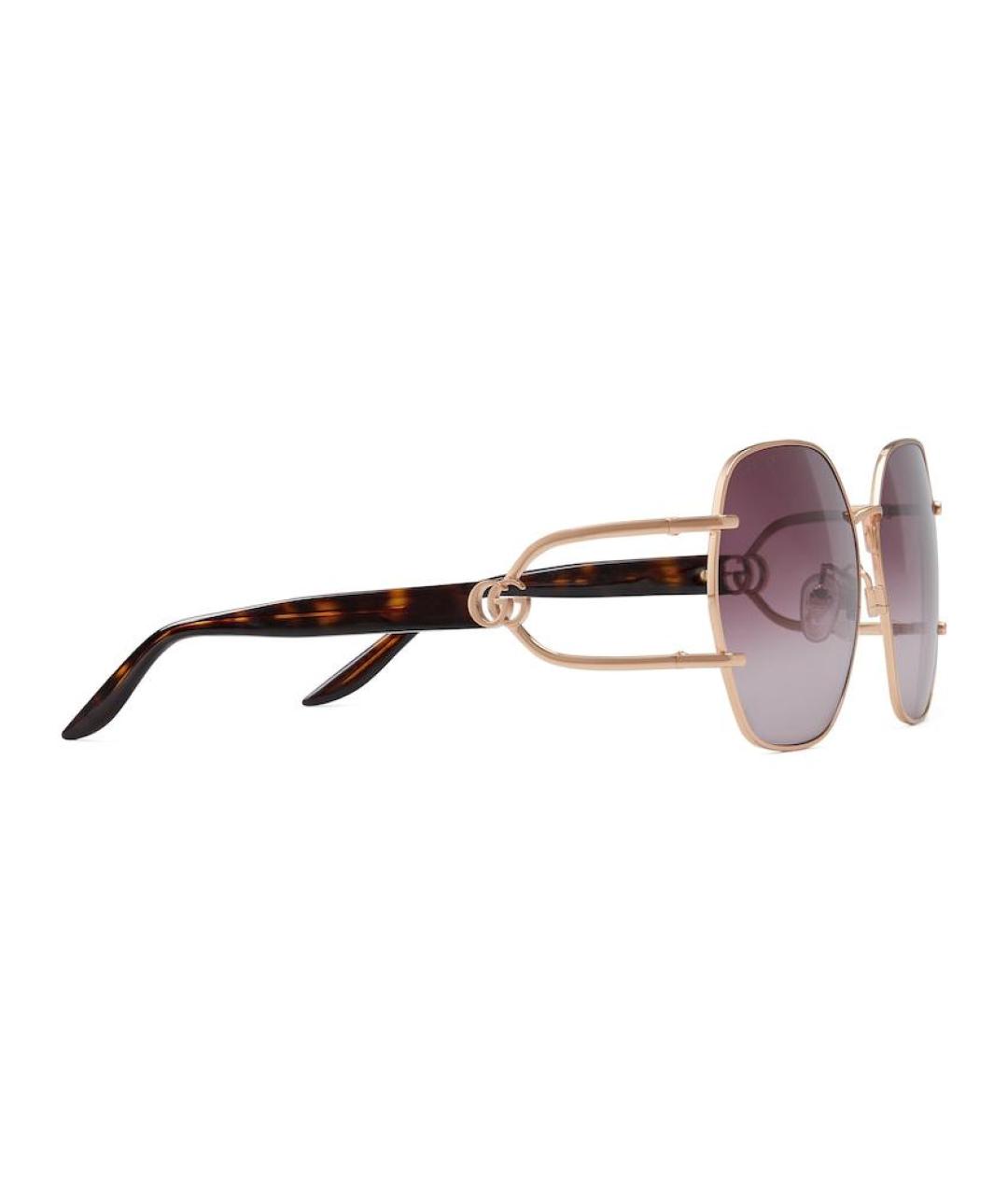 GUCCI Золотые металлические солнцезащитные очки, фото 2