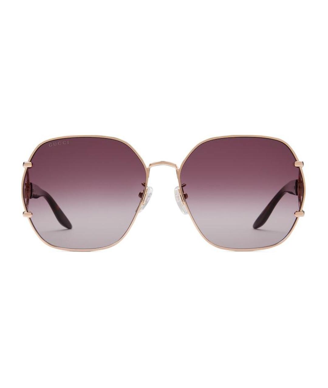 GUCCI Золотые металлические солнцезащитные очки, фото 1