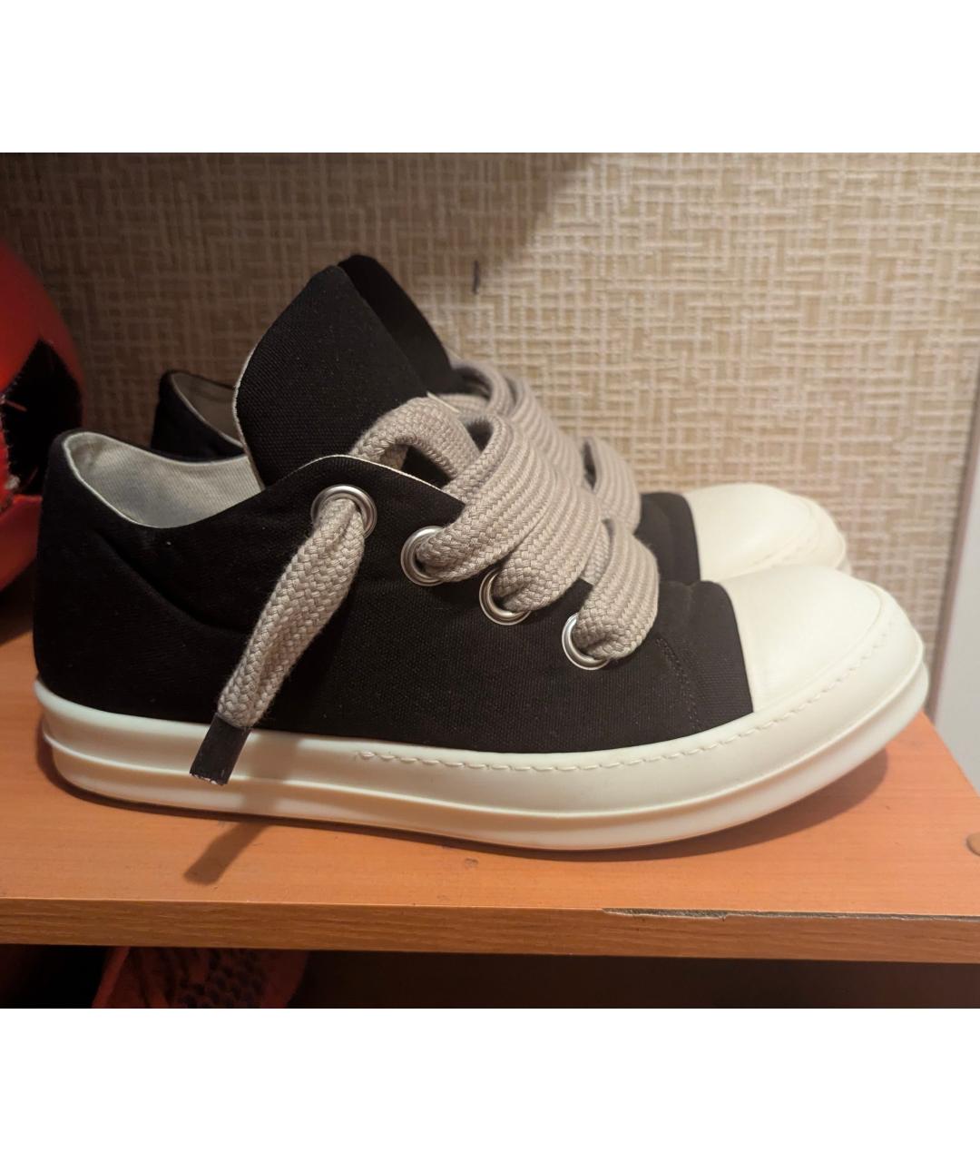 RICK OWENS DRKSHDW Черные текстильные низкие кроссовки / кеды, фото 2