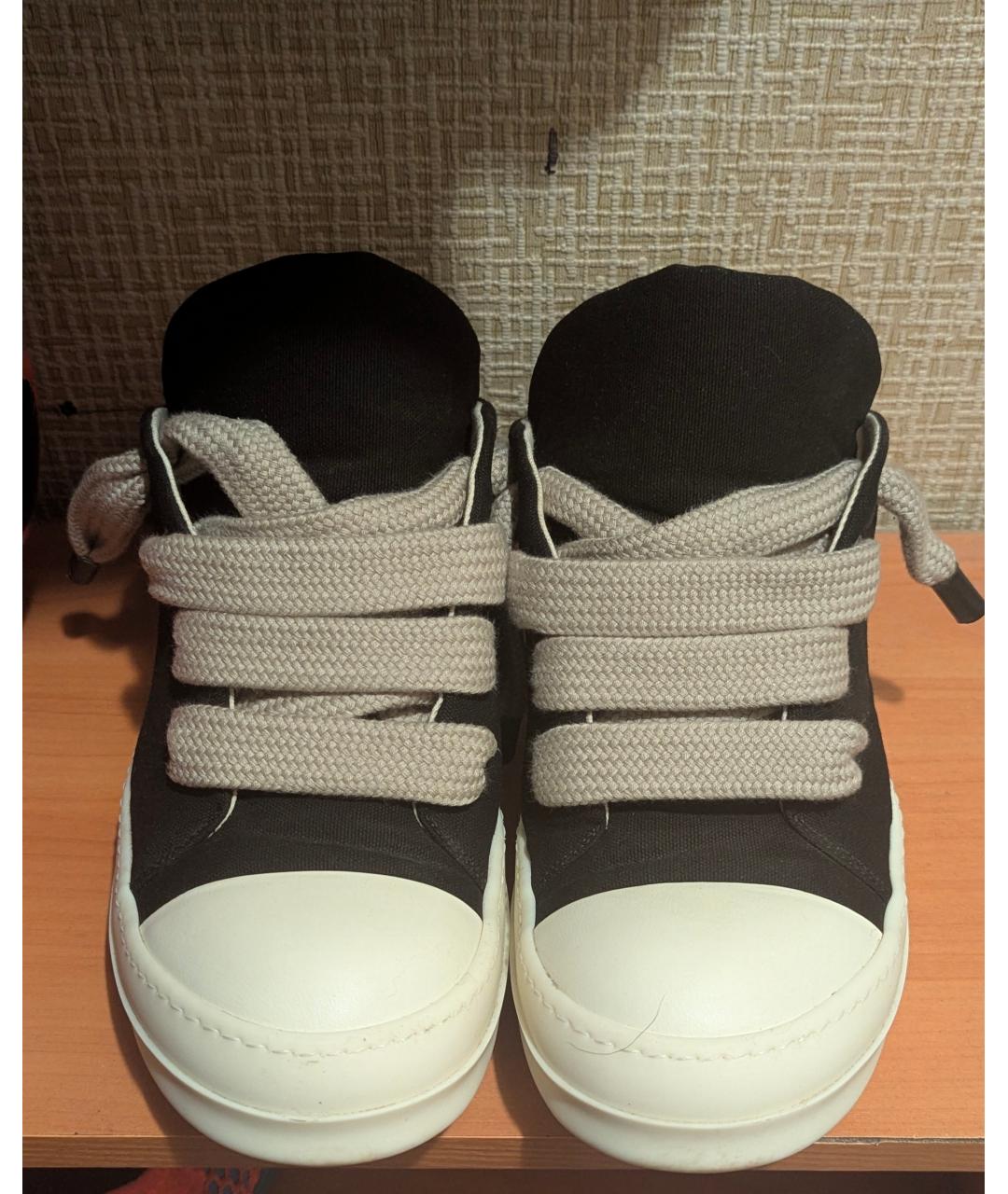 RICK OWENS DRKSHDW Черные текстильные низкие кроссовки / кеды, фото 3