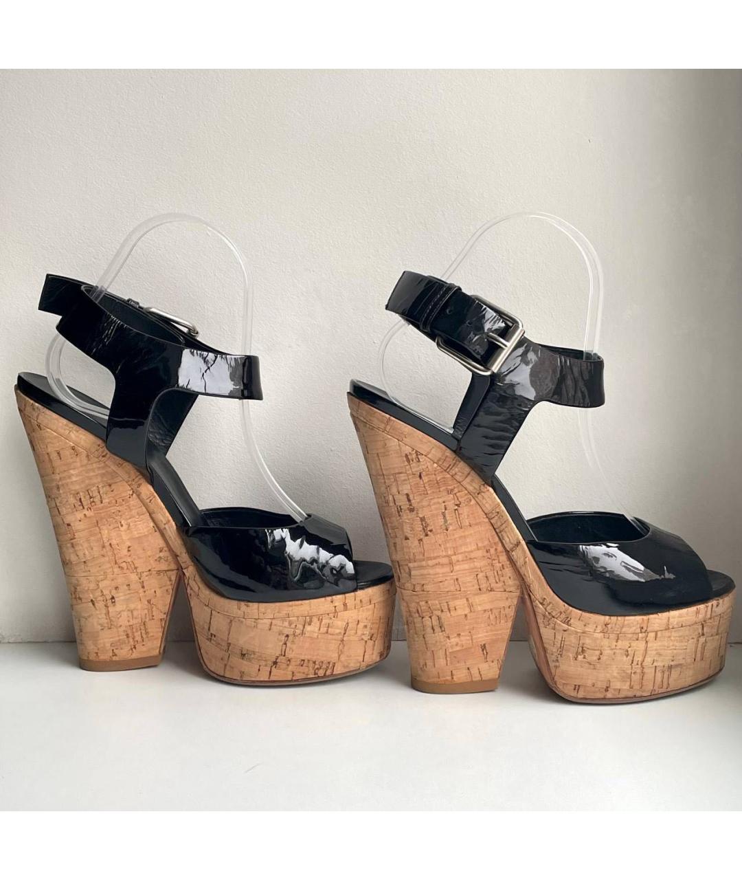GIUSEPPE ZANOTTI DESIGN Черные босоножки из лакированной кожи, фото 8