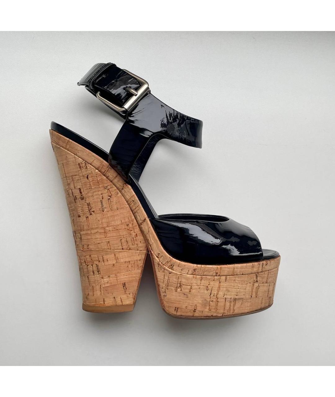 GIUSEPPE ZANOTTI DESIGN Черные босоножки из лакированной кожи, фото 9