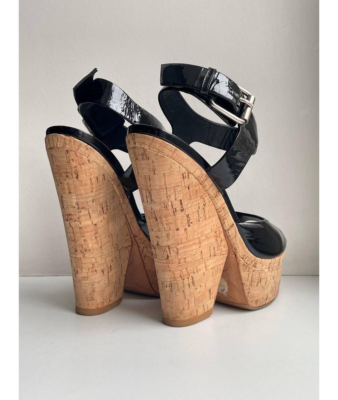 GIUSEPPE ZANOTTI DESIGN Черные босоножки из лакированной кожи, фото 4