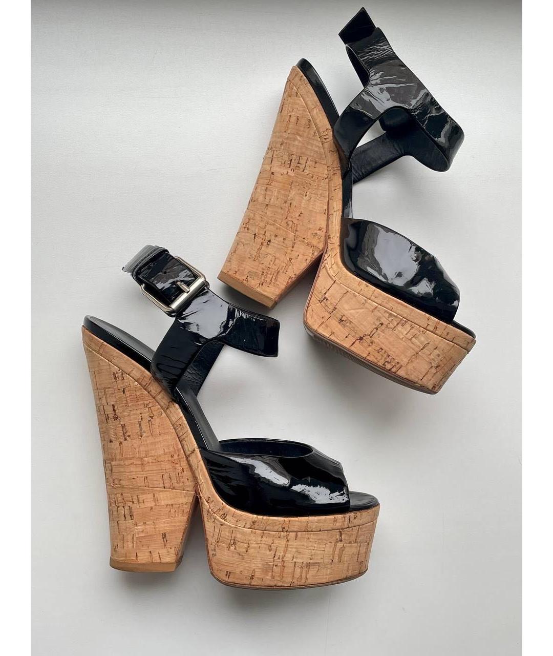 GIUSEPPE ZANOTTI DESIGN Черные босоножки из лакированной кожи, фото 2