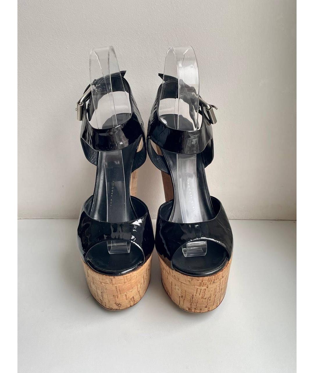 GIUSEPPE ZANOTTI DESIGN Черные босоножки из лакированной кожи, фото 3
