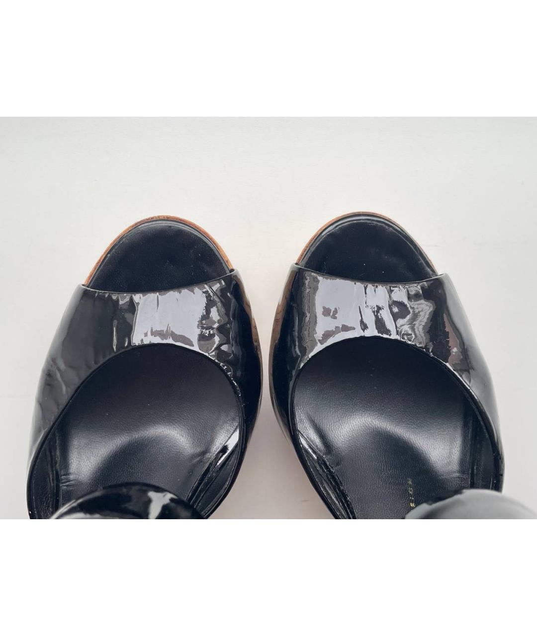 GIUSEPPE ZANOTTI DESIGN Черные босоножки из лакированной кожи, фото 6