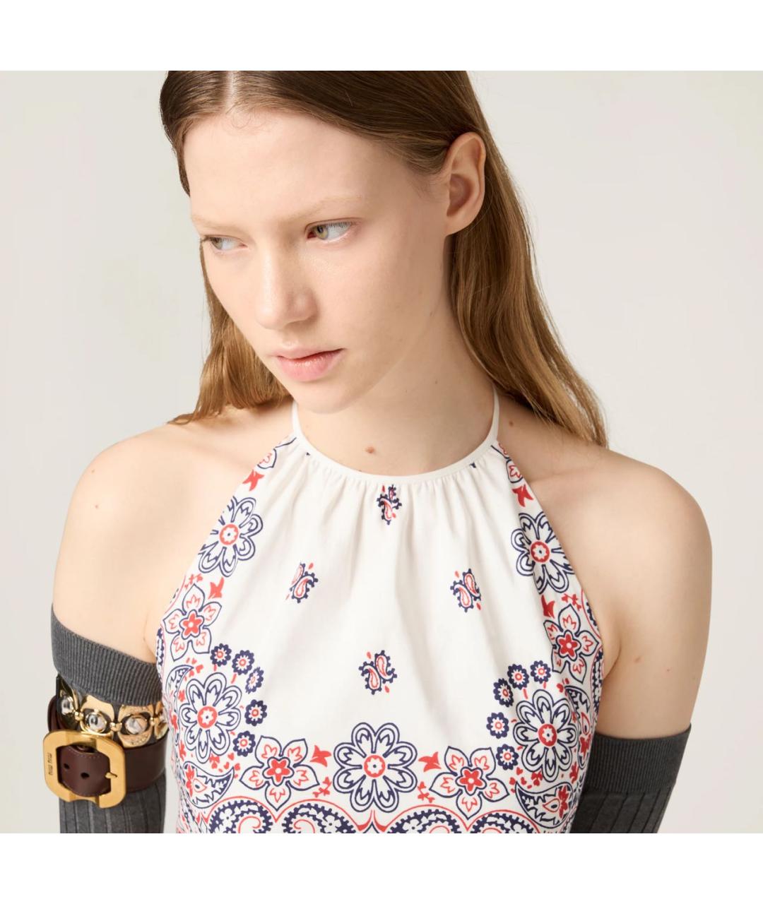 MIU MIU Белая хлопковая майка, фото 4