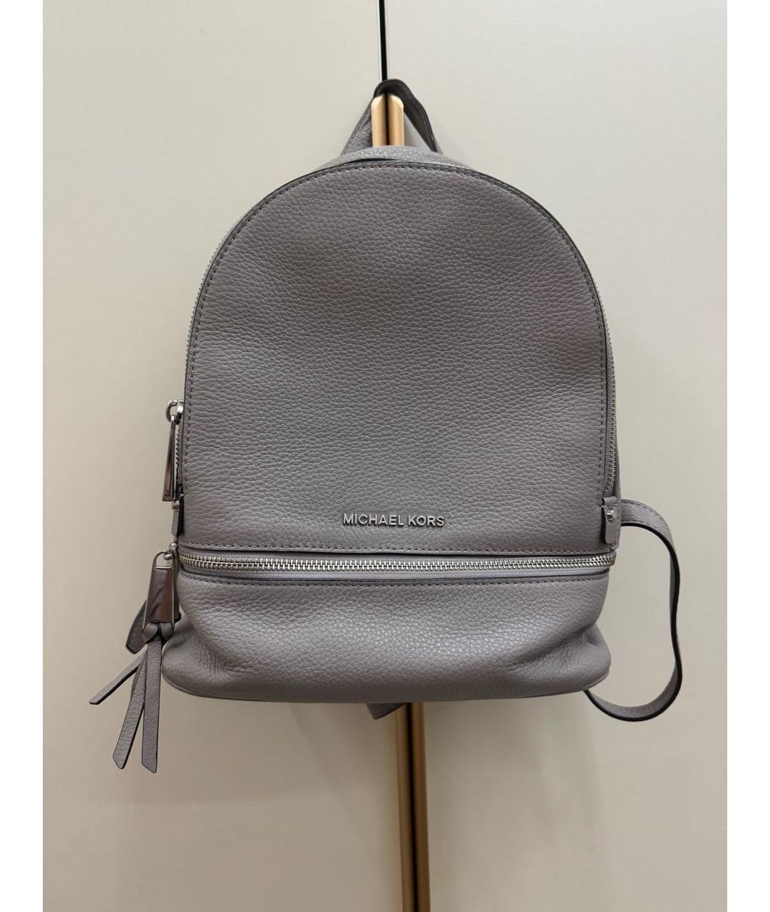 MICHAEL KORS Серый кожаный рюкзак, фото 9