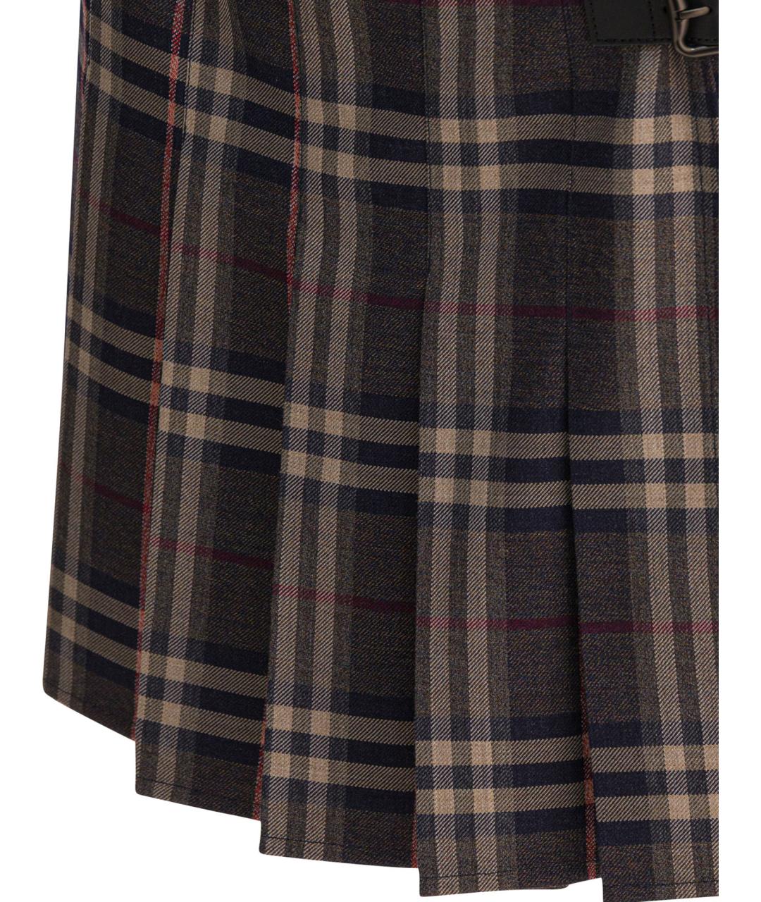 BURBERRY Мульти шерстяная юбка мини, фото 4