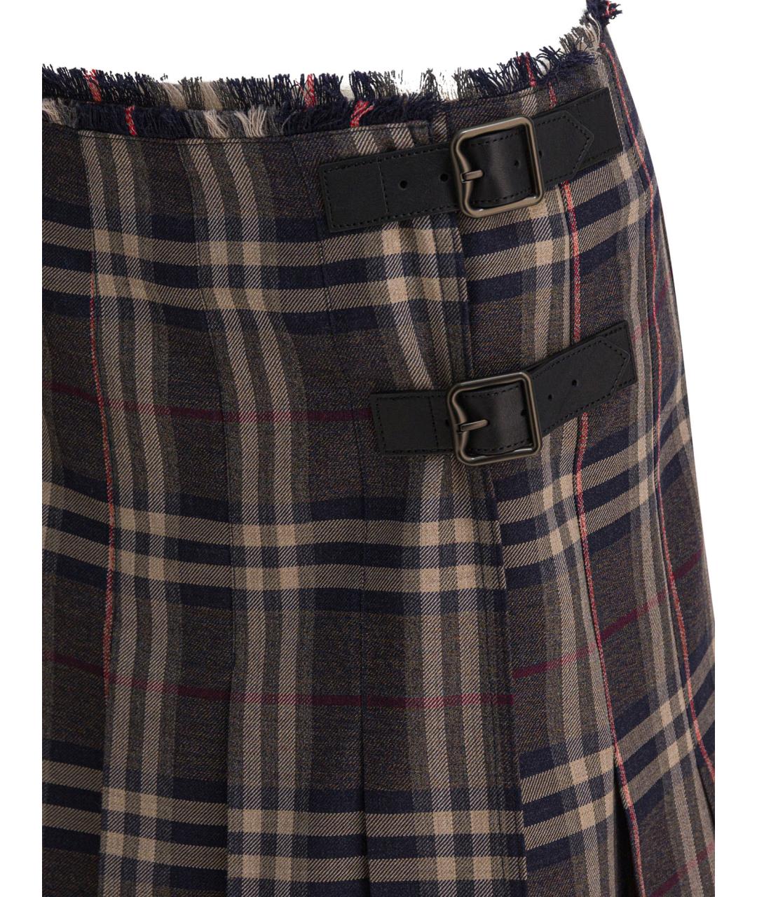 BURBERRY Мульти шерстяная юбка мини, фото 3